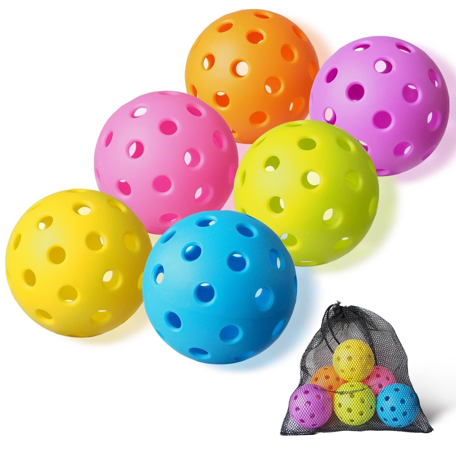 6 Pack Pickle Ball with 40 Holes, Pickleballs High Durability, Outdoor Pickleball Balls with Mesh Bag, Colorful Pickle Balls with Superb Visibility, Consistent Bounce and Stable Flight