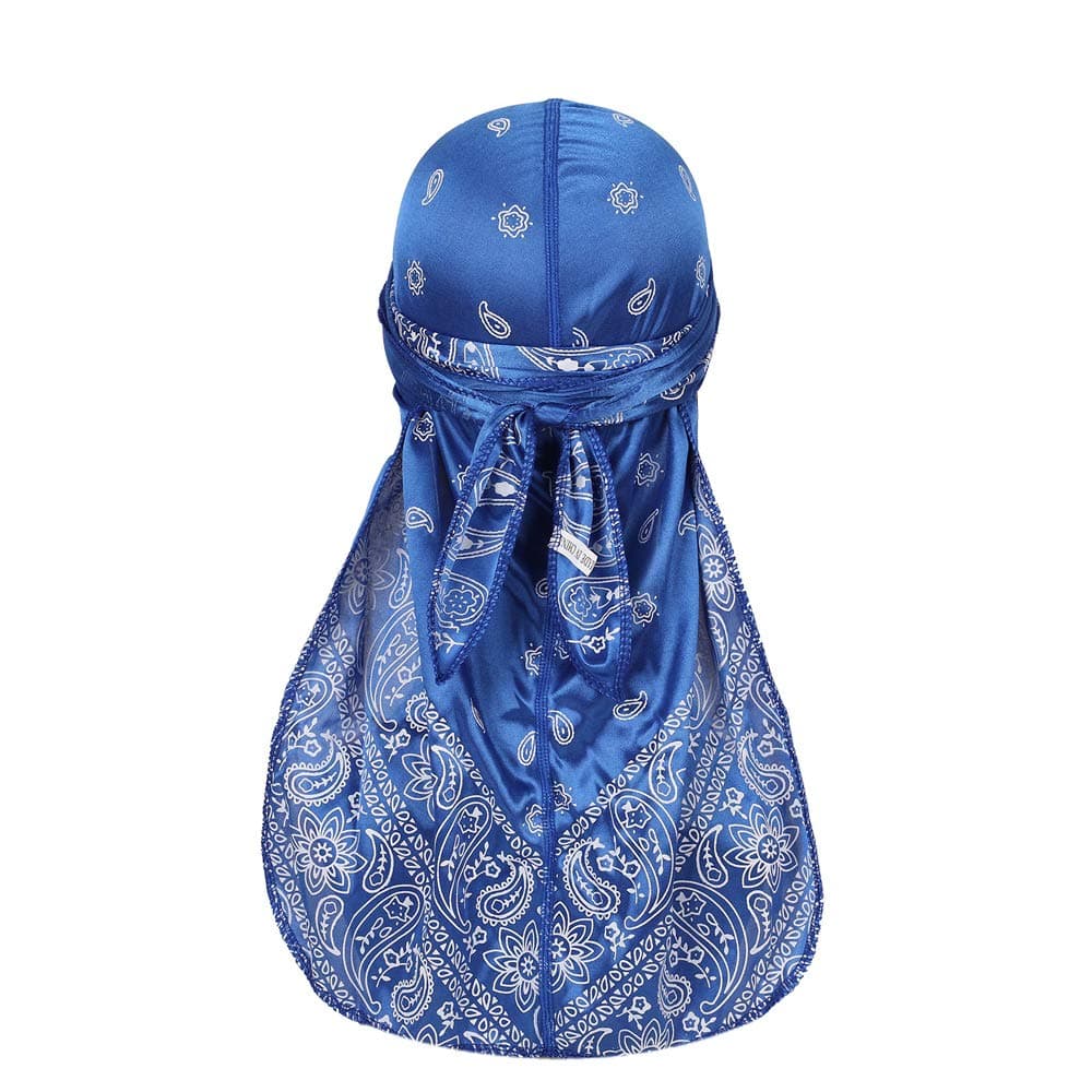 DINPREYDINPREY Assorted Paisley Bandana Doo rag Cap Headwraps Men's Women's Silk Durag with Long Tail and Wide Straps for 360 Waves
