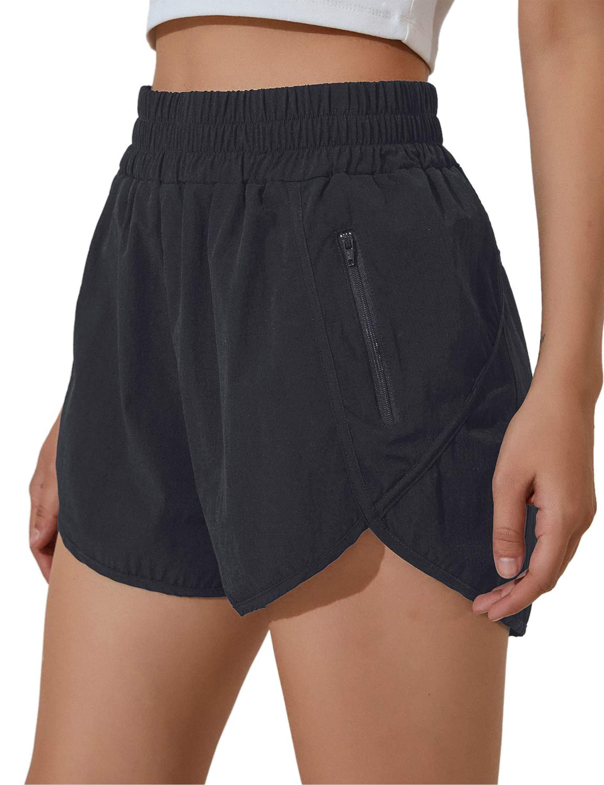 BMJLWomen's Running Shorts Elastic High Waisted with Pockets, Sporty Workout Quick Dry Athletic Shorts