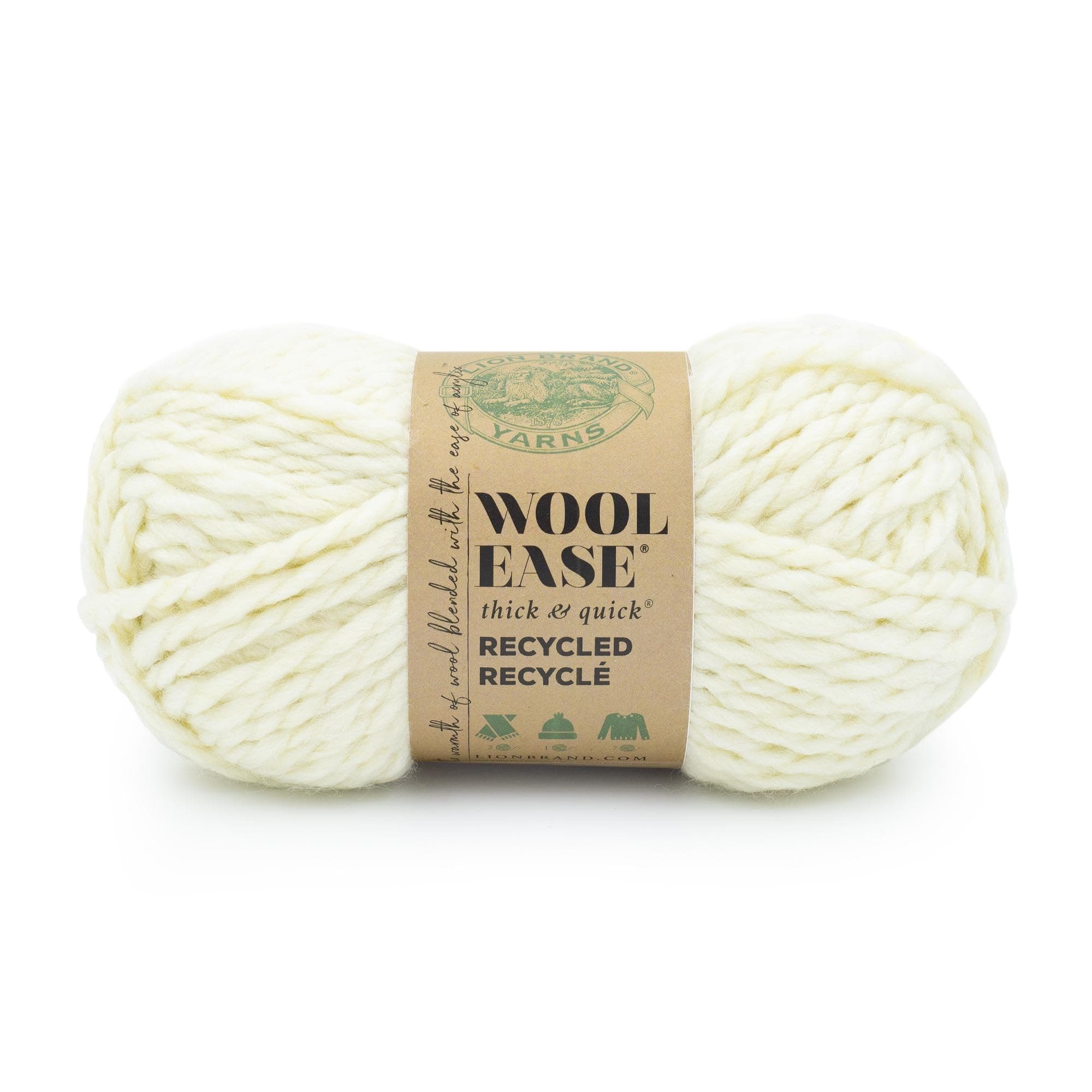 Wool-Ease T&Q Recycled, Bulky Yarn for Crochet, Cream, 1 Pack