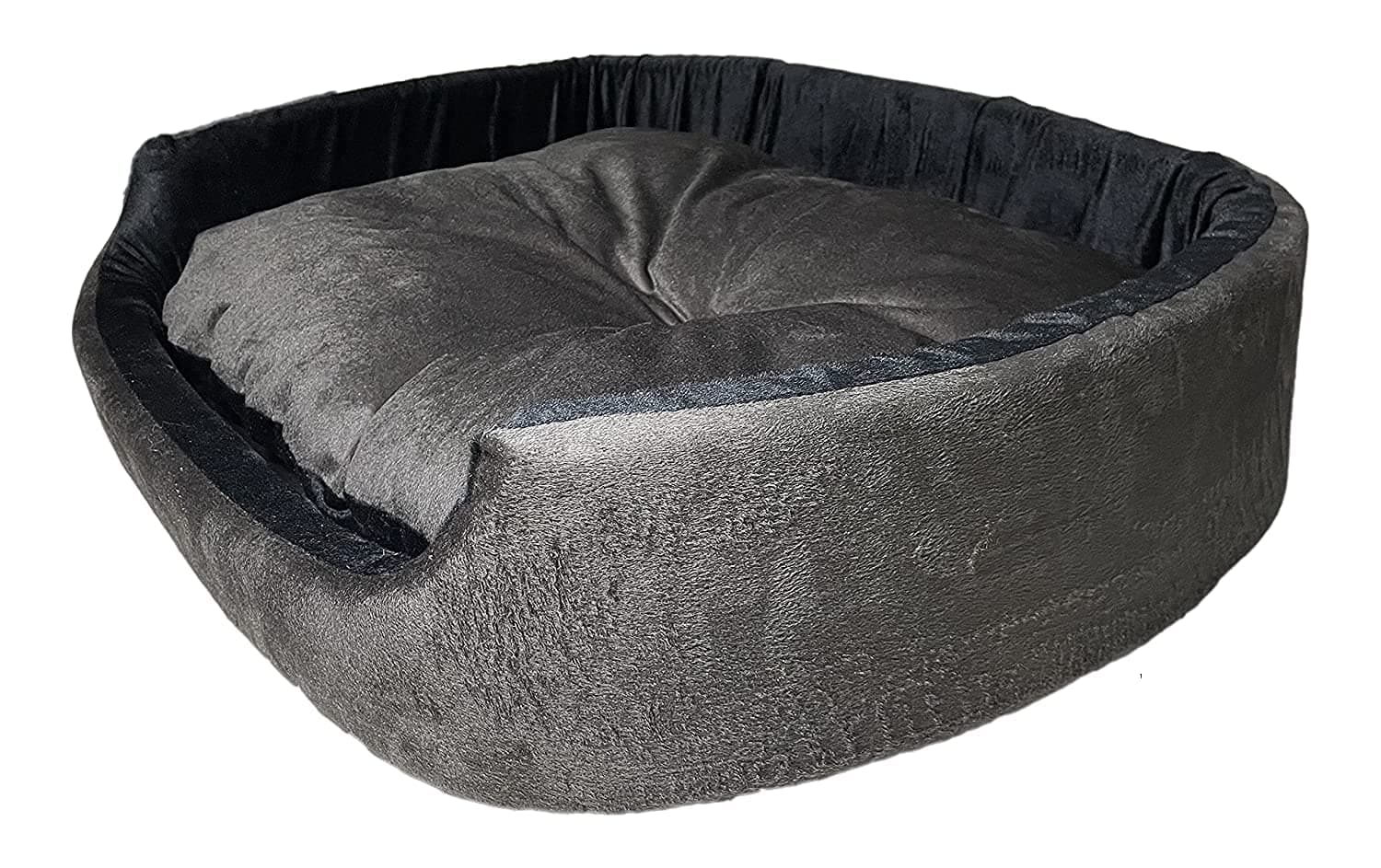 Dog & Cat Bed XXXL Size Dual Color Ultra Soft Fleece Fabric for Extra Comfort Fiber Filling Raised Side, Grey-Black