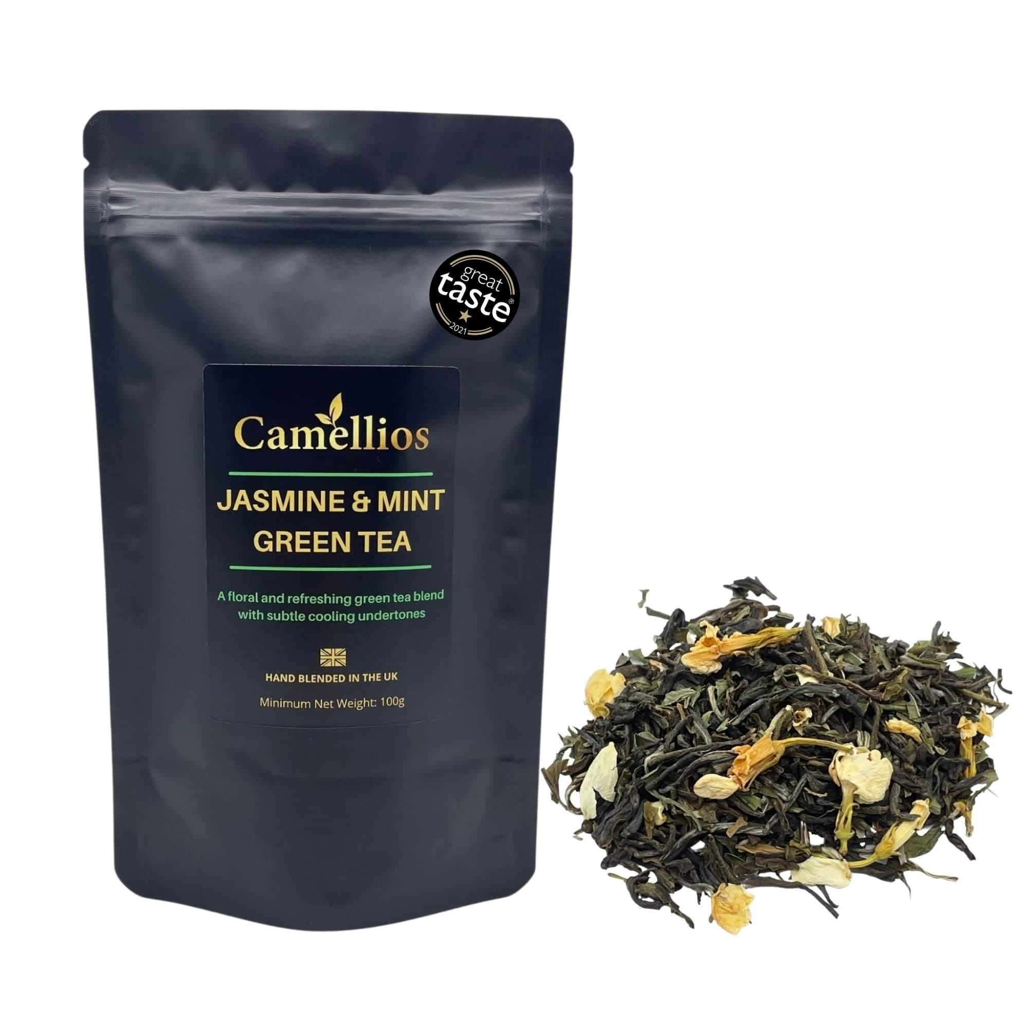 Jasmine and Mint Green Tea, Green Loose Leaf Tea, Camellios (100g)