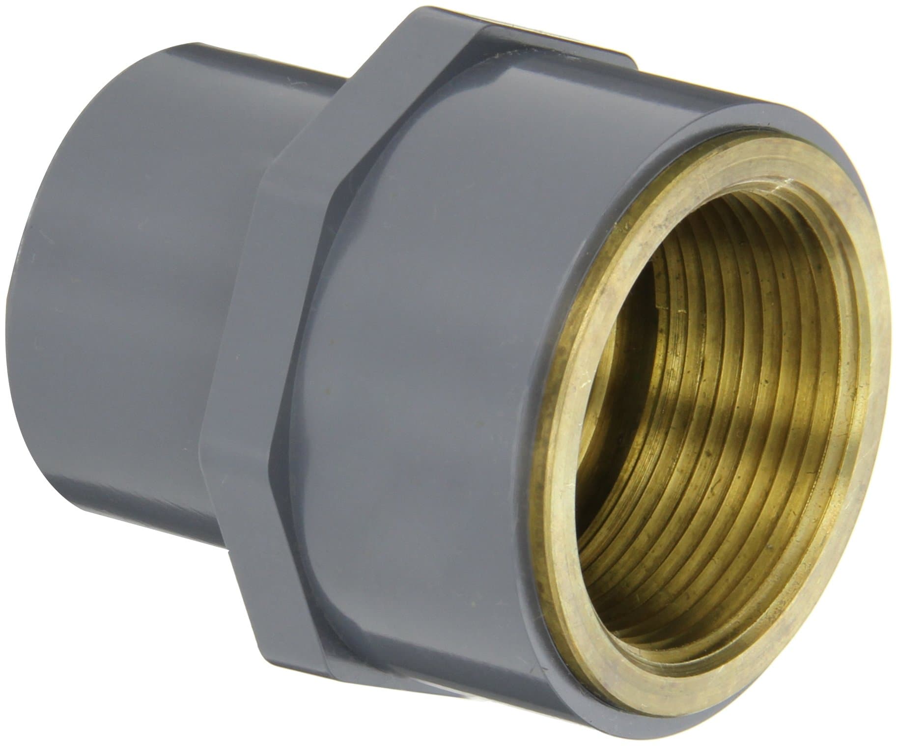 GF Piping SystemsPVC to Brass Transition Pipe Fitting, Adapter, Schedule 80, Gray, 1-1/2" NPT Female x SPG