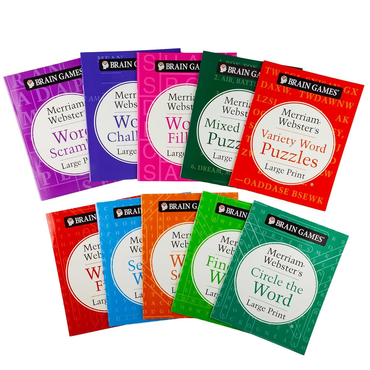 Brain Games, Merriam Webster 10 Booklet Set - Large Print