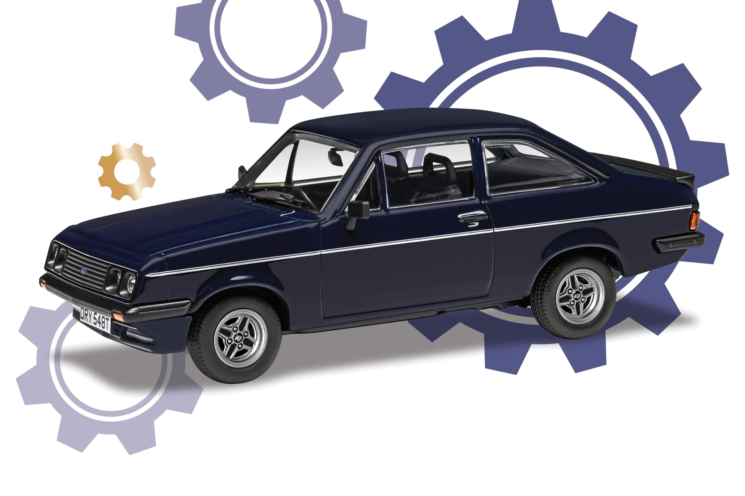 Corgi Diecast Model Cars - VA14909 Ford Escort Mk2 RS2000 - Richard Hammond’s The Smallest Cog - Classic Car Collectible for Men & Women - Die Cast Models for Boys, Gift for Motor Enthusiasts