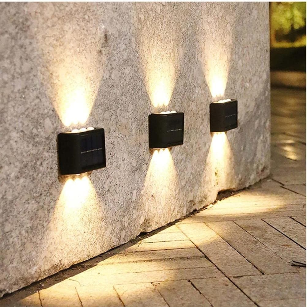 Solar Outdoor Wall Lights, Modern LED IP65 Waterproof Exterior Wall Lamp,Outdoor Surface Mount Rainsafe Black Up Down Porch Staircase Hallway Garage