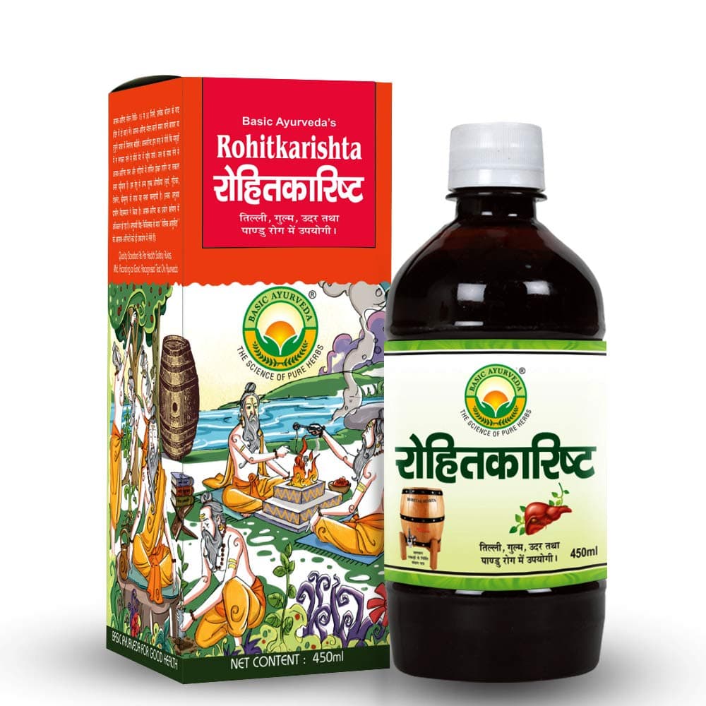 Basic Ayurveda Rohitkarishta 450ml | Ayurvedic Classical Tonic for Liver Health, Spleen & Abdominal Wellness | Supports Detoxification, Digestion & Hemoglobin Levels | Herbal Immunity Booster