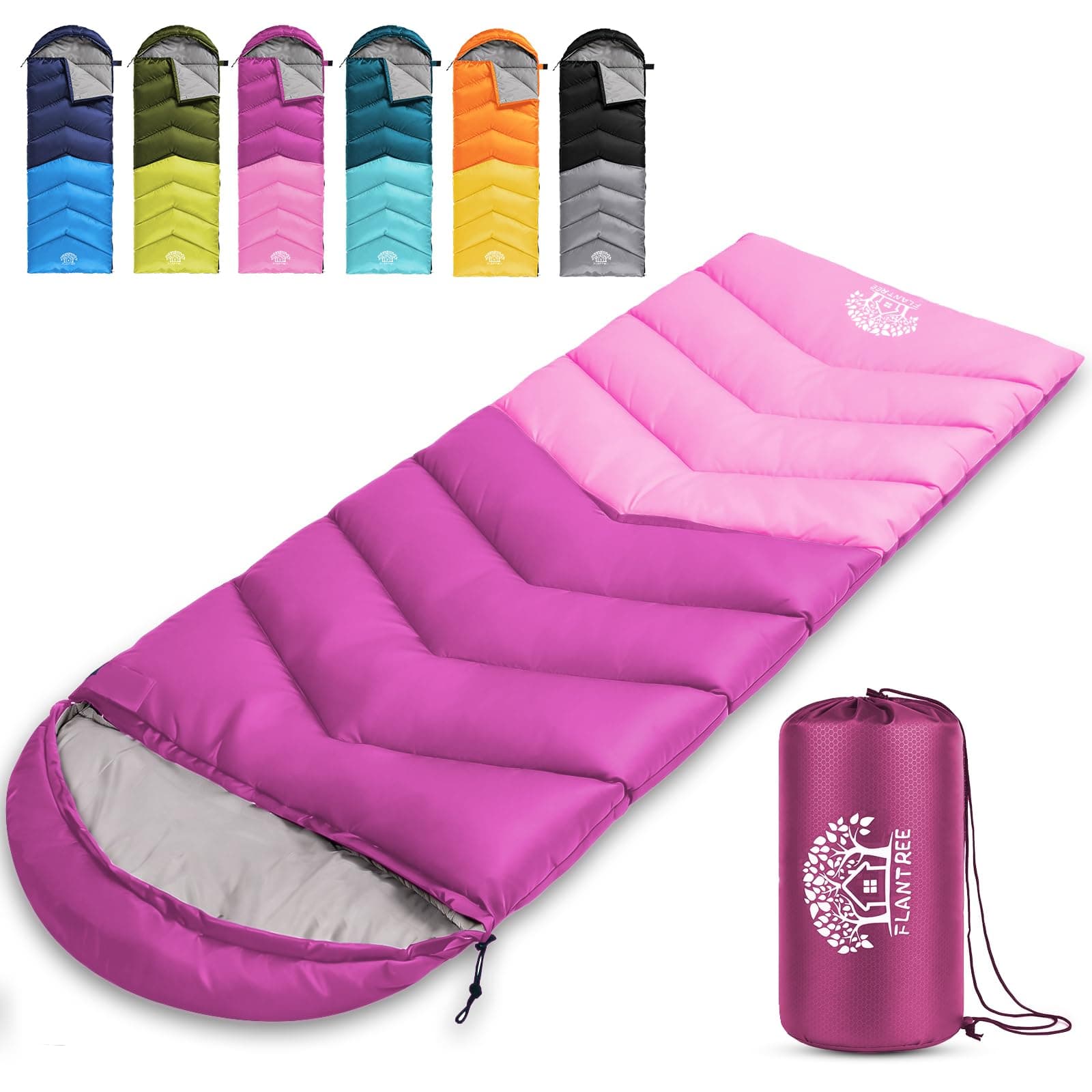 Sleeping Bag 4 Seasons Adults & Kids for Camping Hiking Trips Warm Cool Weather,Lightweight and Waterproof with Compression Bag,Indoors Outdoors Activities