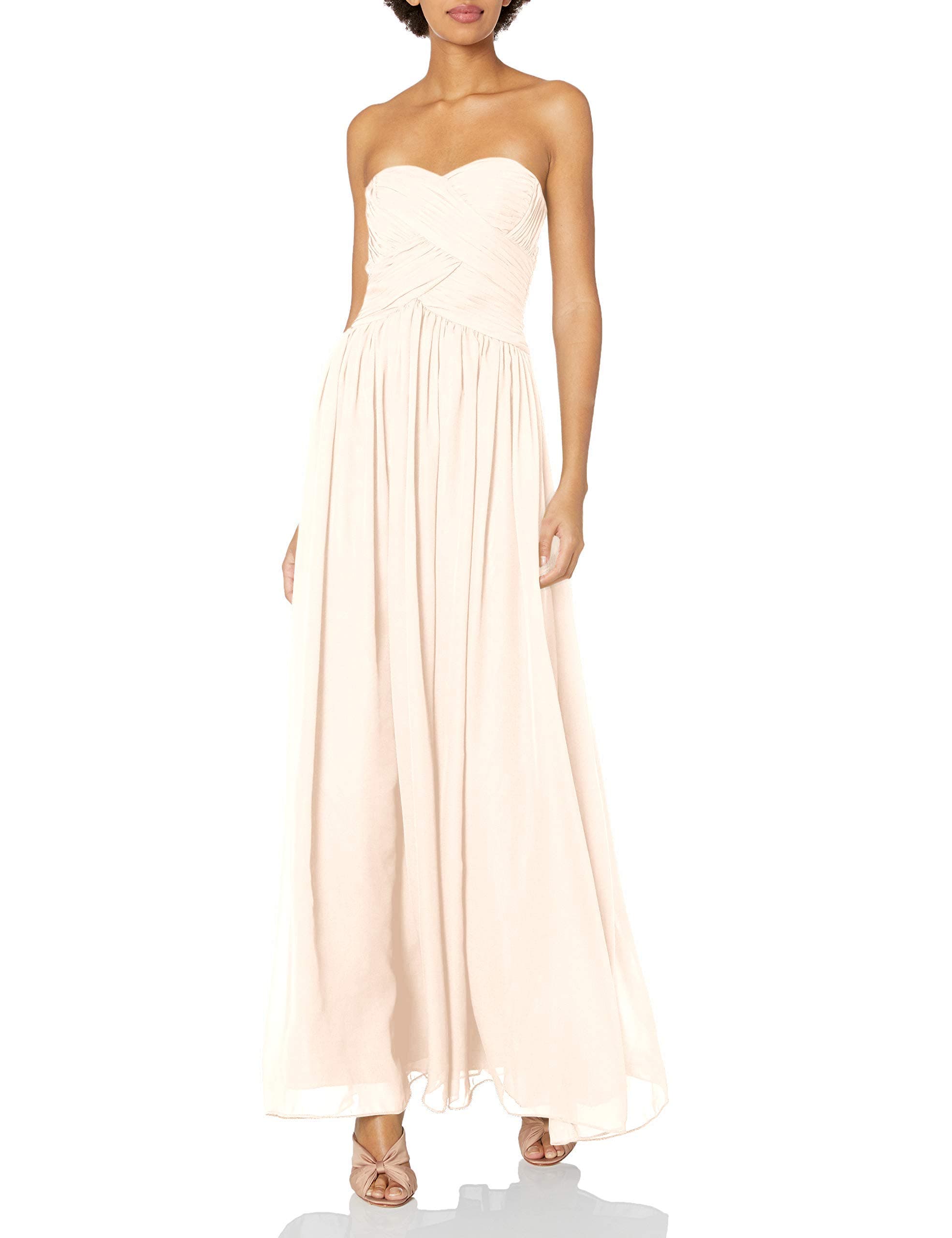 JS BoutiqueWomen's Strapless Rouoched Bodice Chiffon Gown