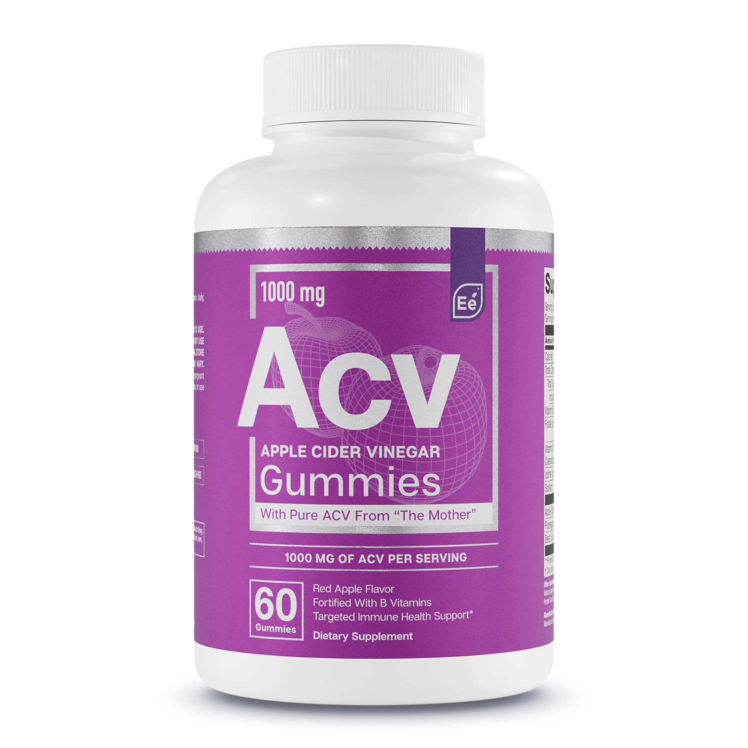 Apple Cider Vinegar Gummies from The Mother - Naturally-Sourced, Vegan ACV with Folic Acid and Vitamin B6 & B12 60 Count