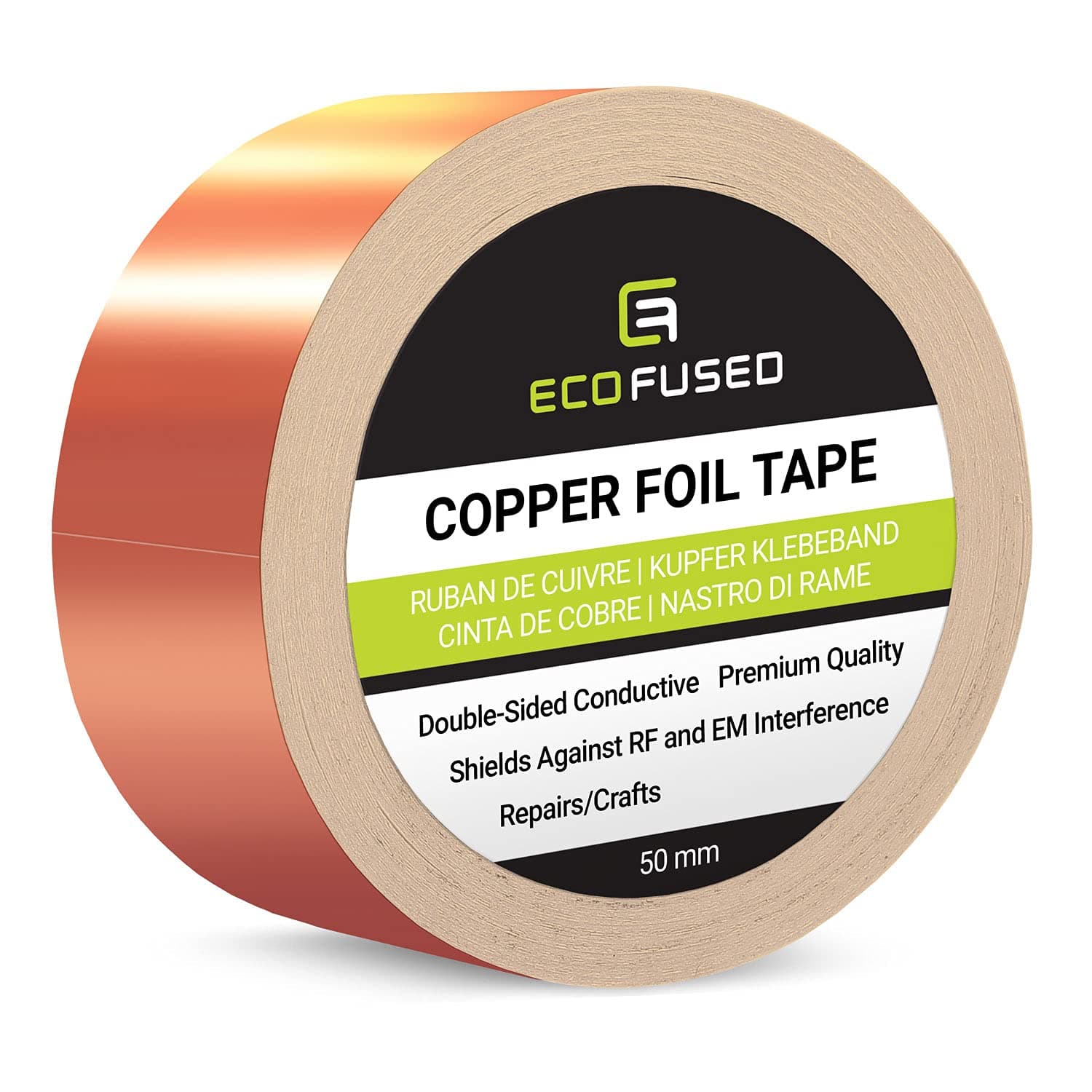 Premium Adhesive Copper Foil Tape - Double-Sided Conductive - 2 inch (50 mm) - EMI and RF Shielding, Paper Circuits, Electrical Repairs, Grounding, Arts and Crafts, Home Interior