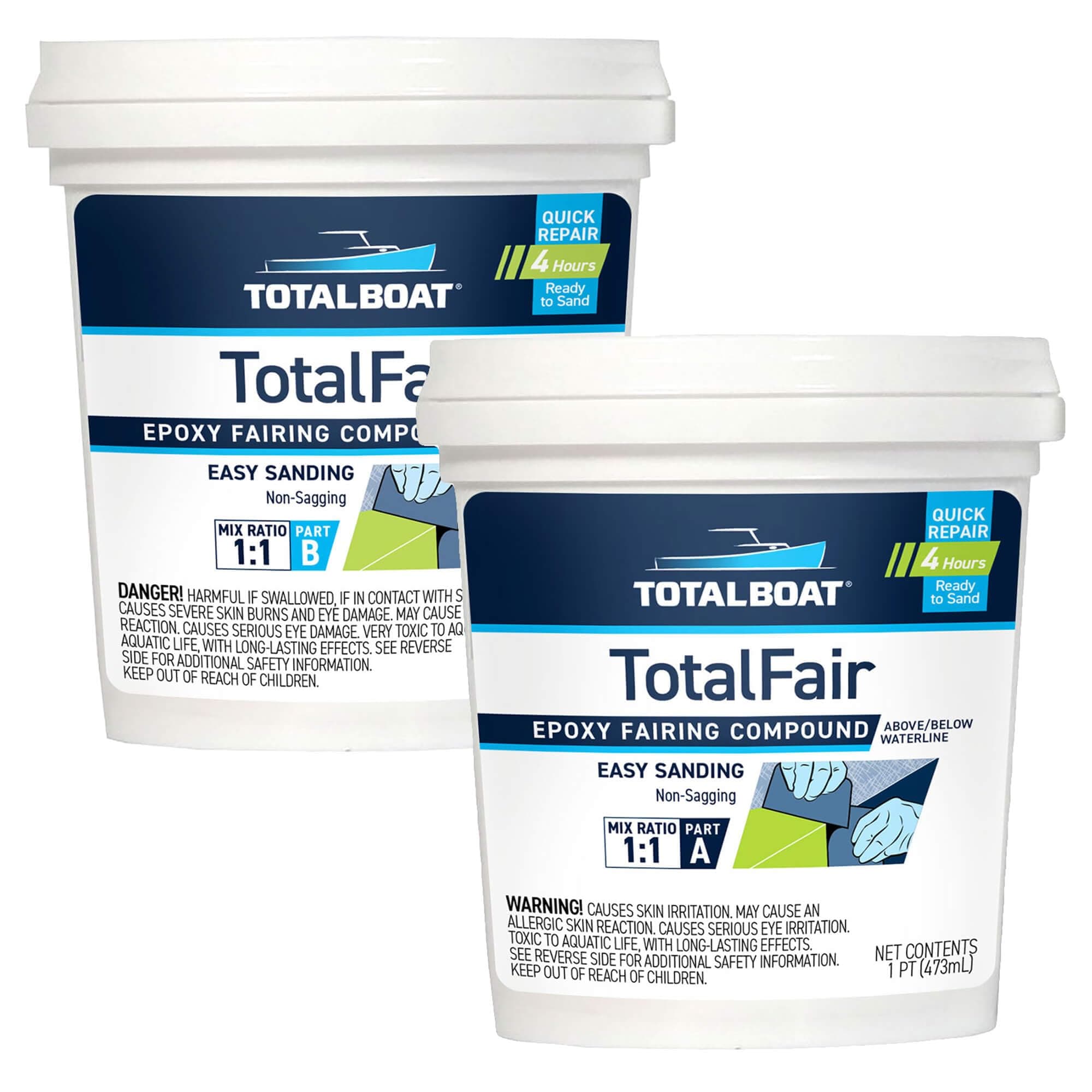 TotalFair Marine Epoxy Fairing Compound for Fiberglass, Wood, Aluminum and Steel (2 Pint Kit)