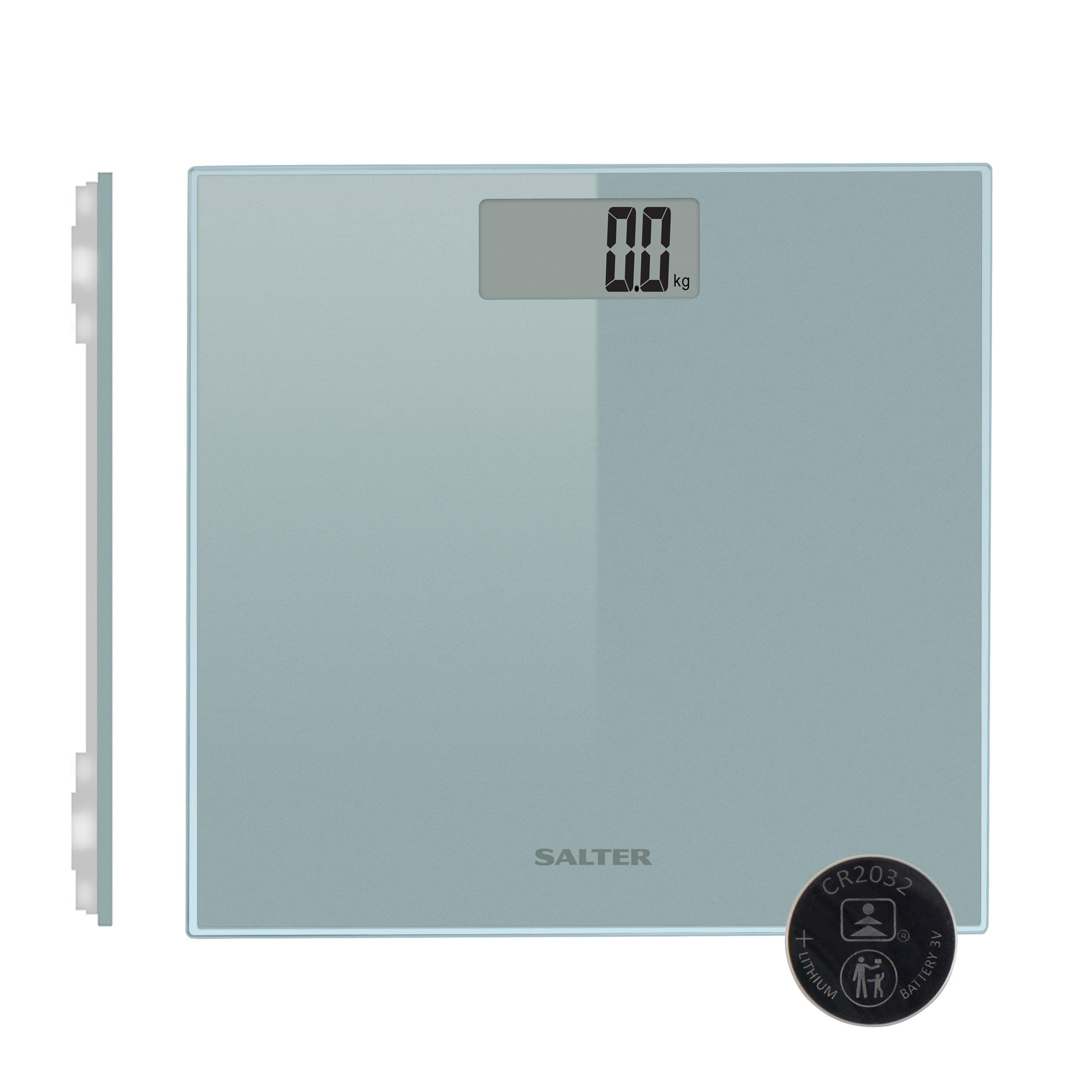 Salter Digital Bathroom Scale - Body Weight Scales for People, Ultimate Accuracy, 180kg, Large Ultra Slim Platform, High Precision, Tap to Start, (Stone/Kgs/Lbs), 1 x CR2032 Battery Included, Silver