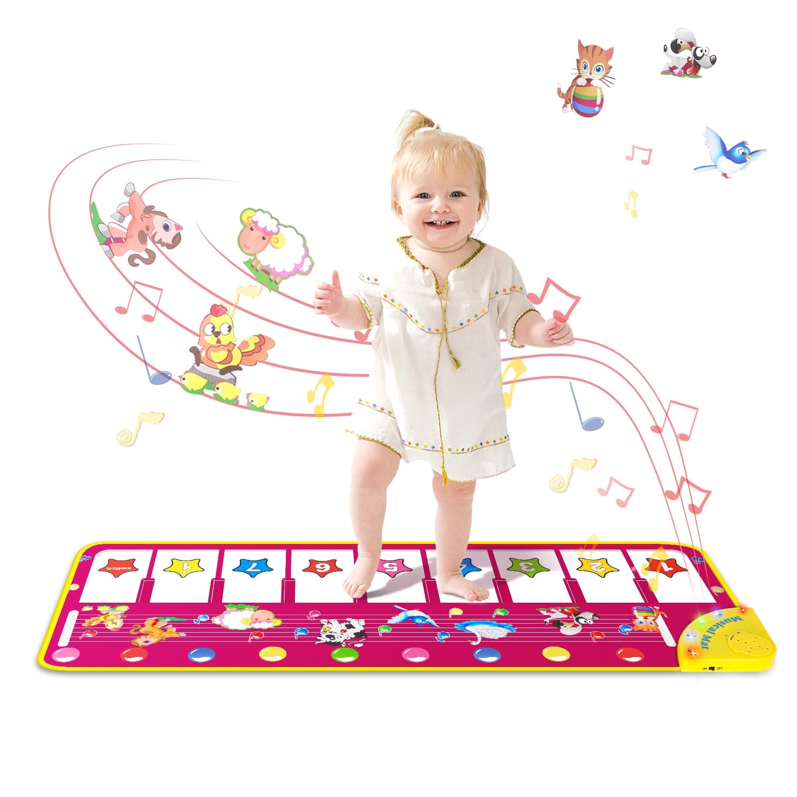 M SANMERSEN Musical Mat,Sanmersen Baby Early Education Coolplay Music Piano Keyboard Carpet Animal Blanket Touch Play Safety Learn Singing funny Toy for Kids (Purple)