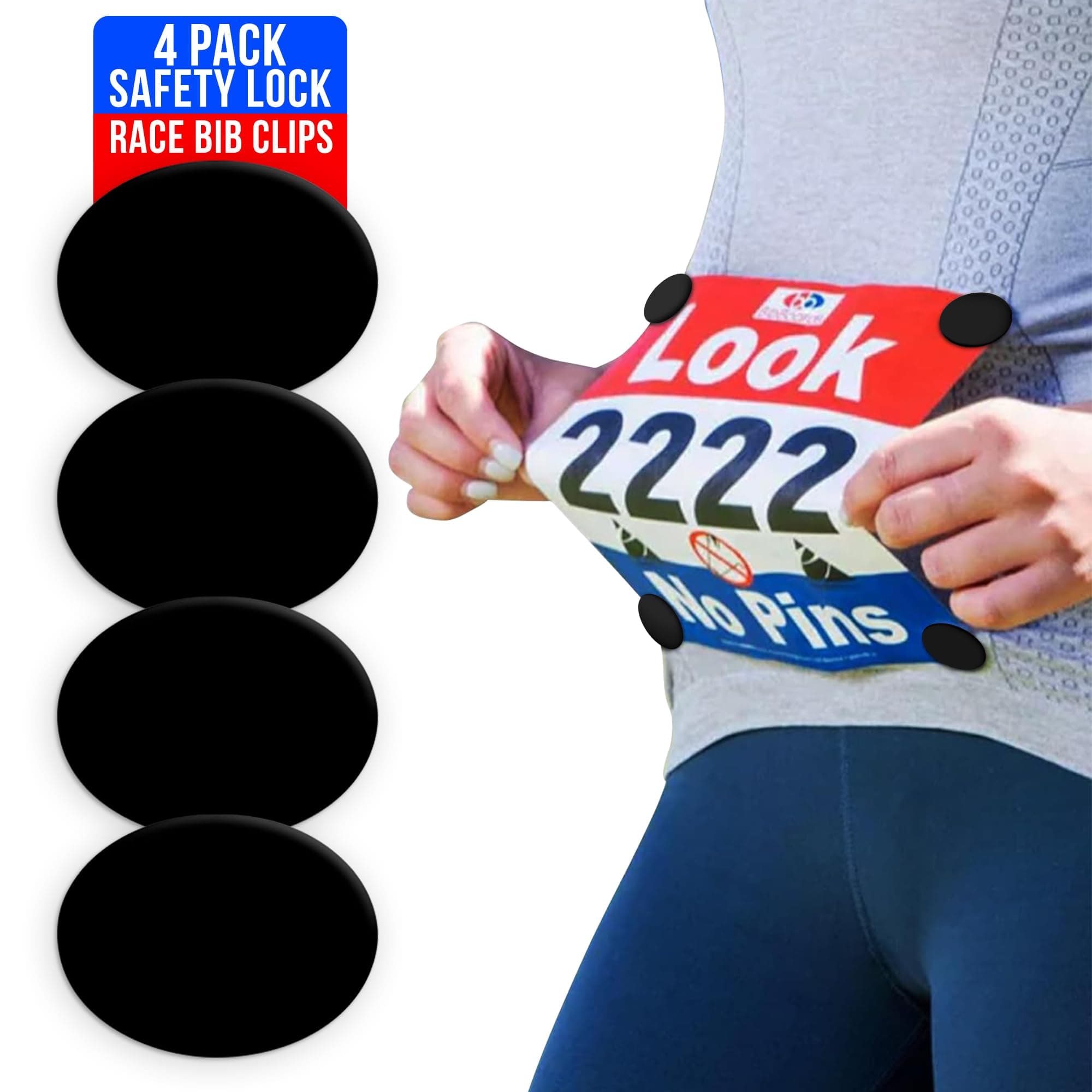 BibBoards Event Clips | bibSNAPS Safety Lock Race Bib Clips, Eliminate Safety Pins, Clothing Pins Replacement, Securing Running & Cycling Number