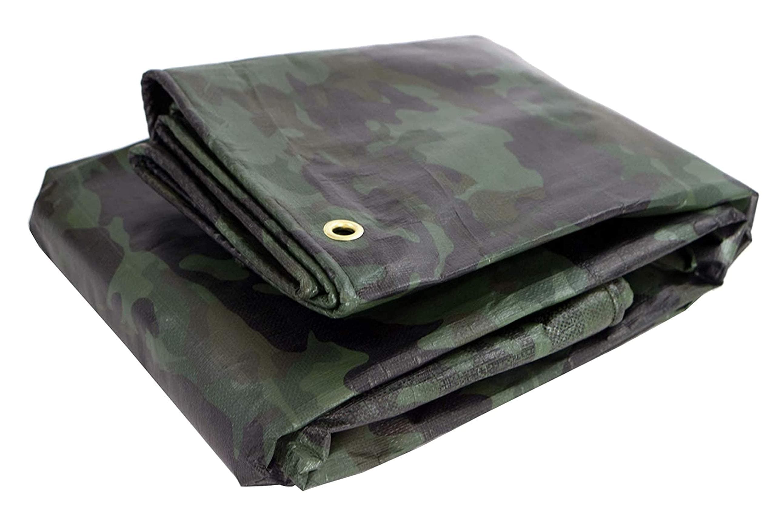 Watershed Innovations Heavy Duty Waterproof Camo Tarp - Reversible Camouflage/Green Tarp - 8x10 with UV Protection for Outdoor Camping RV Truck and Trailers