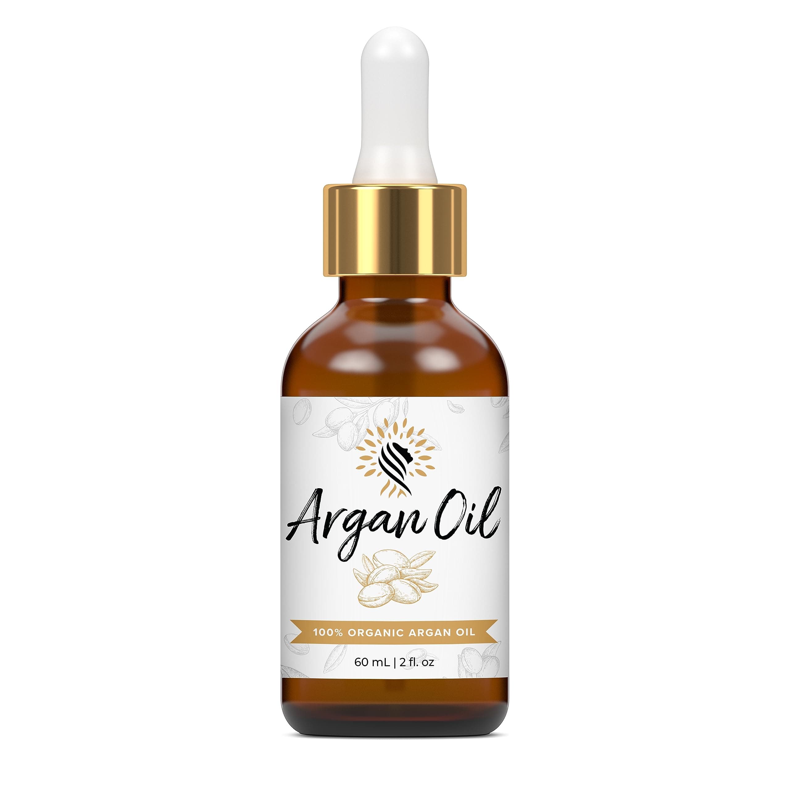 Argan Cosmetics 100% Pure Organic Moroccan Argan Oil for Hair, Skin, Nails, Cuticles, Face & Beards - Cold Pressed, Unscented - Filtered Through Cotton & Charcoal - All Natural Moisturizer - 2 Fl Oz