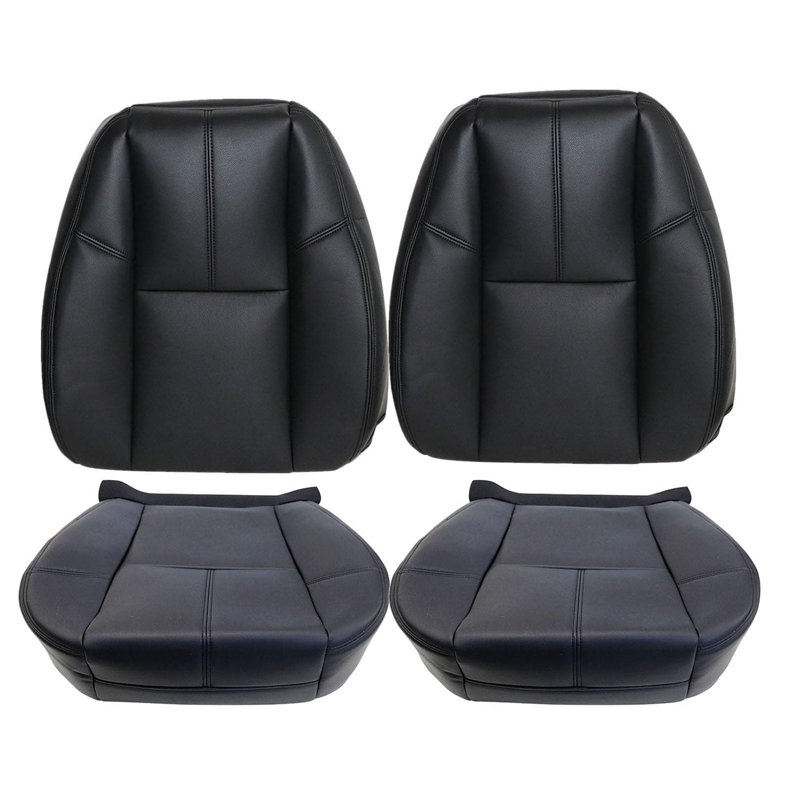 GXARTS Driver and Passenger Side Bottom and Top Lean Back Replacement Leather Seat Cover Black fit for Chevy Avalanche Tahoe Suburban Silverado GMC Sierra Yukon 2007 2008 2009 2010 2012 2013 2014