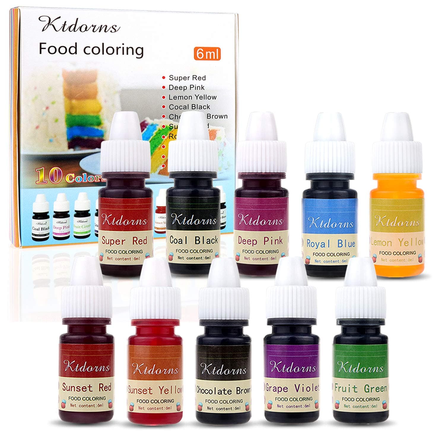Food Colouring Food dye Flo Concentrated Liquid Food Air Brush - 10 Colours (6ml)
