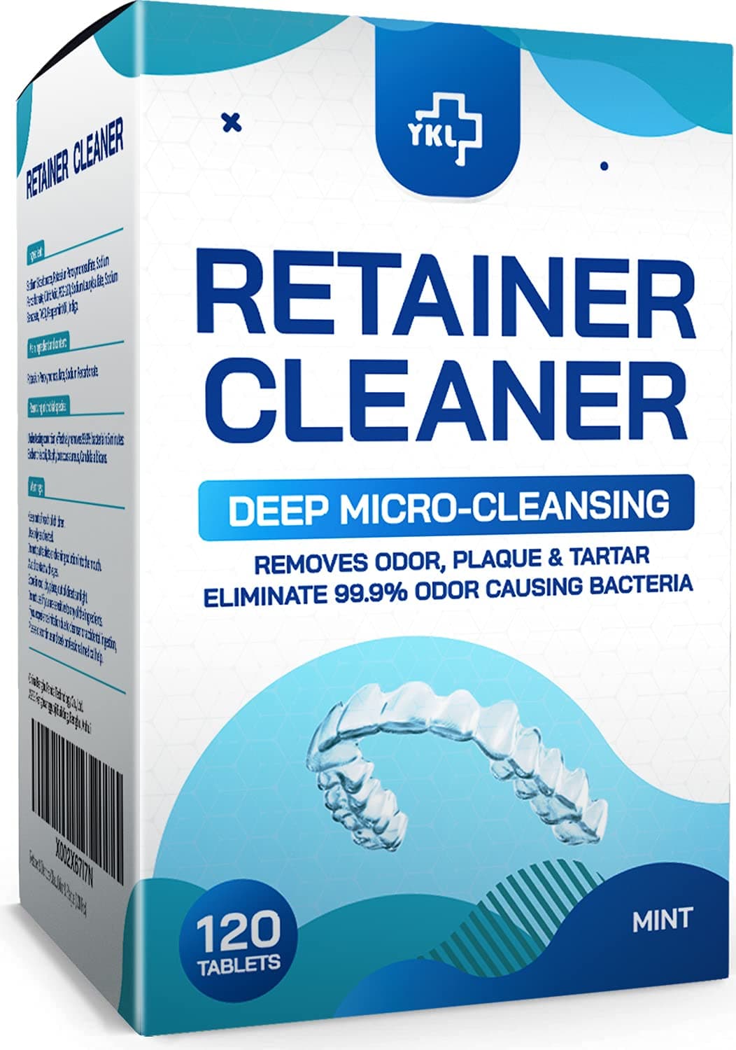 YKL Retainer & Denture Cleaner Tablets - 4 Months Supply (120 pcs) Dental Retainers for Aligner - Mouth & Night Guards - False Teeth Whitening - Removes Odor & Plaque (120 Pcs)