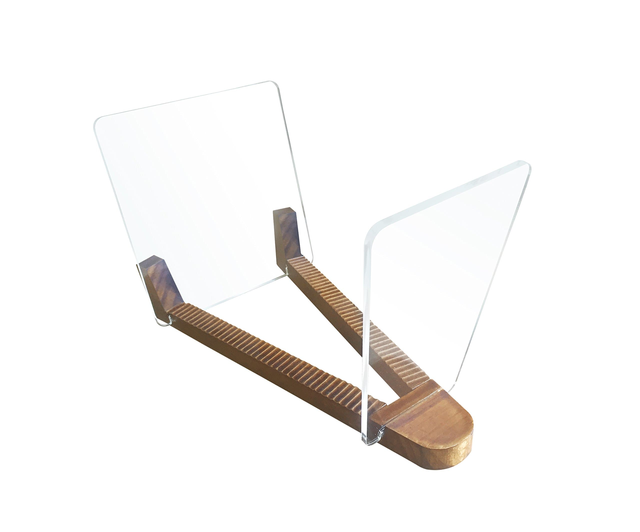 Vinyl Record V Shape Holder - Pine Wood & Clear Acrylic - Modern 12'' & 7'' LP Stand Display Rack - Holds 50 Albums - Showcase Your Collection - Patent Pending