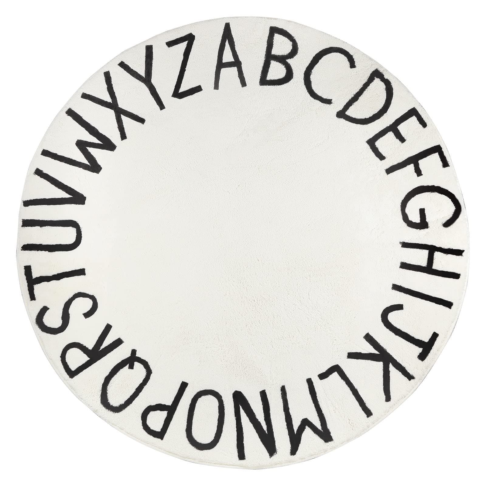 Topotdor Round Kids Play Rug Alphabet Nursery Area Rug Extra Large Soft Crawling Play Mat for Children Toddlers Bedroom (47 inch, White)OEKO-TEX STANDARD 100