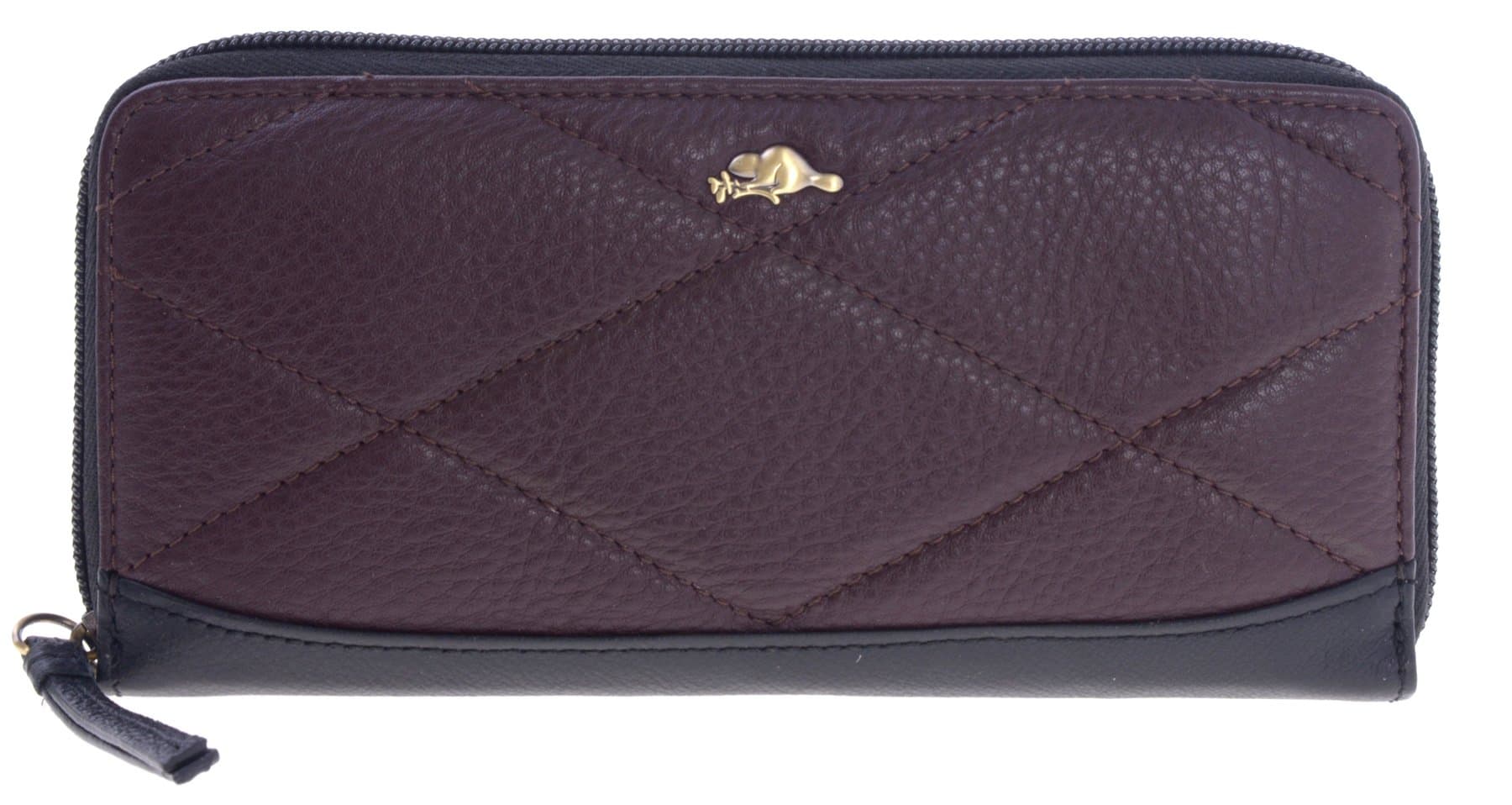 Roots 73 Women's Leather Zip Around Clutch Wallet (Oxblood Black)