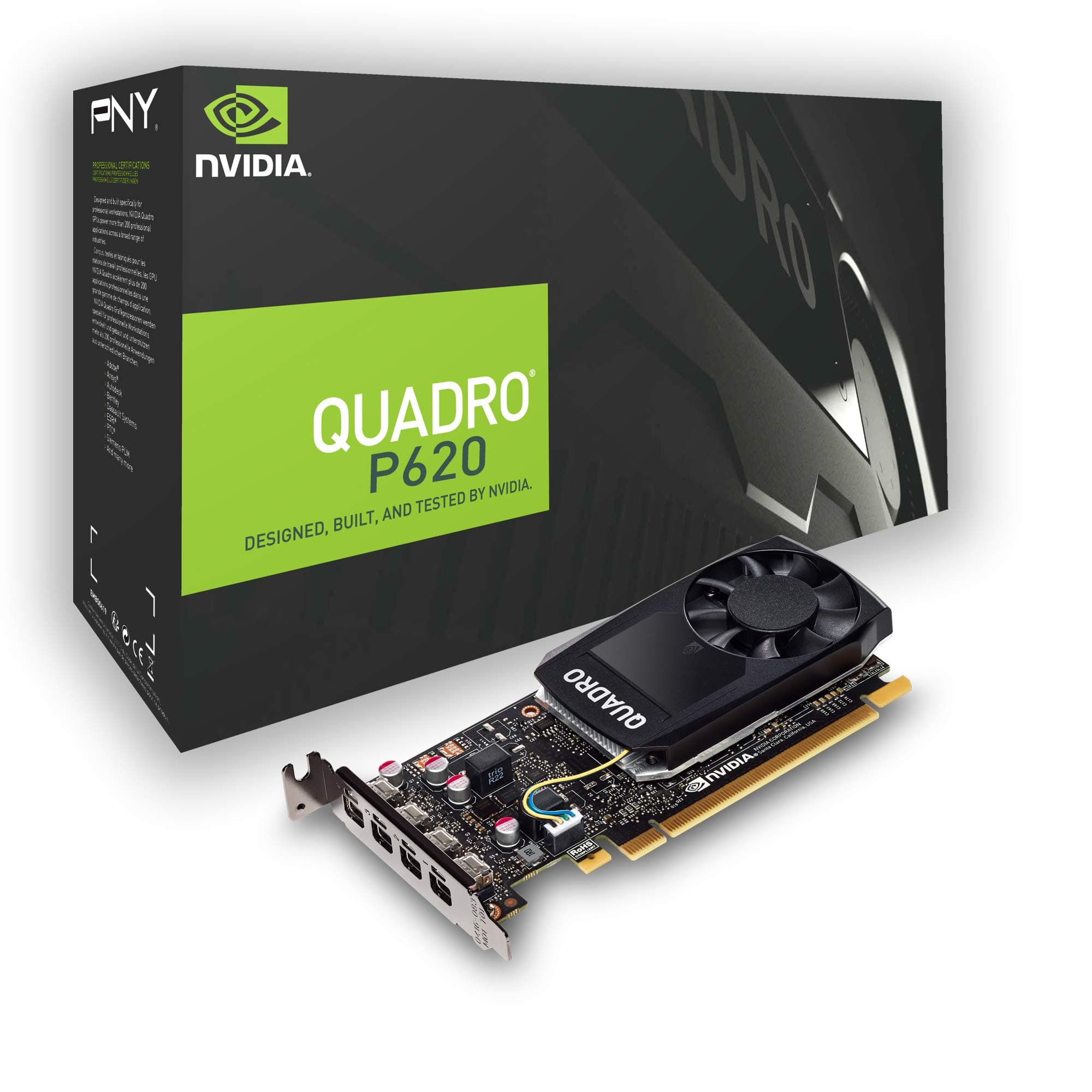 Technologies VCQP620DVI-PB Quadro P620 2048 GDDR5 Low Profile 4x mini DP 1.4 - Black