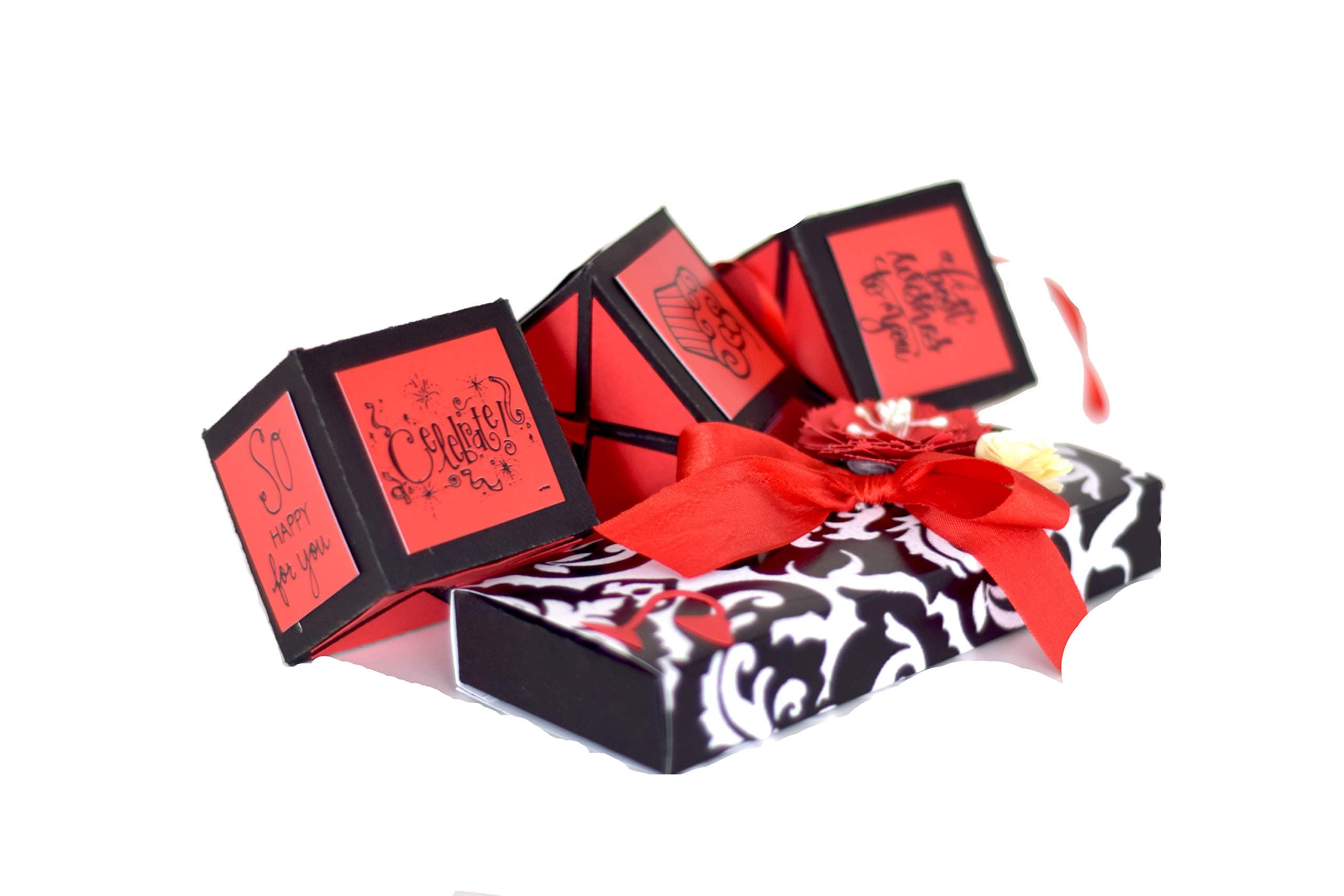 Crack of Dawn Crafts Pop-Out Cube Best Wishes Shagun Money Envelope Greeting Card -Damask Love