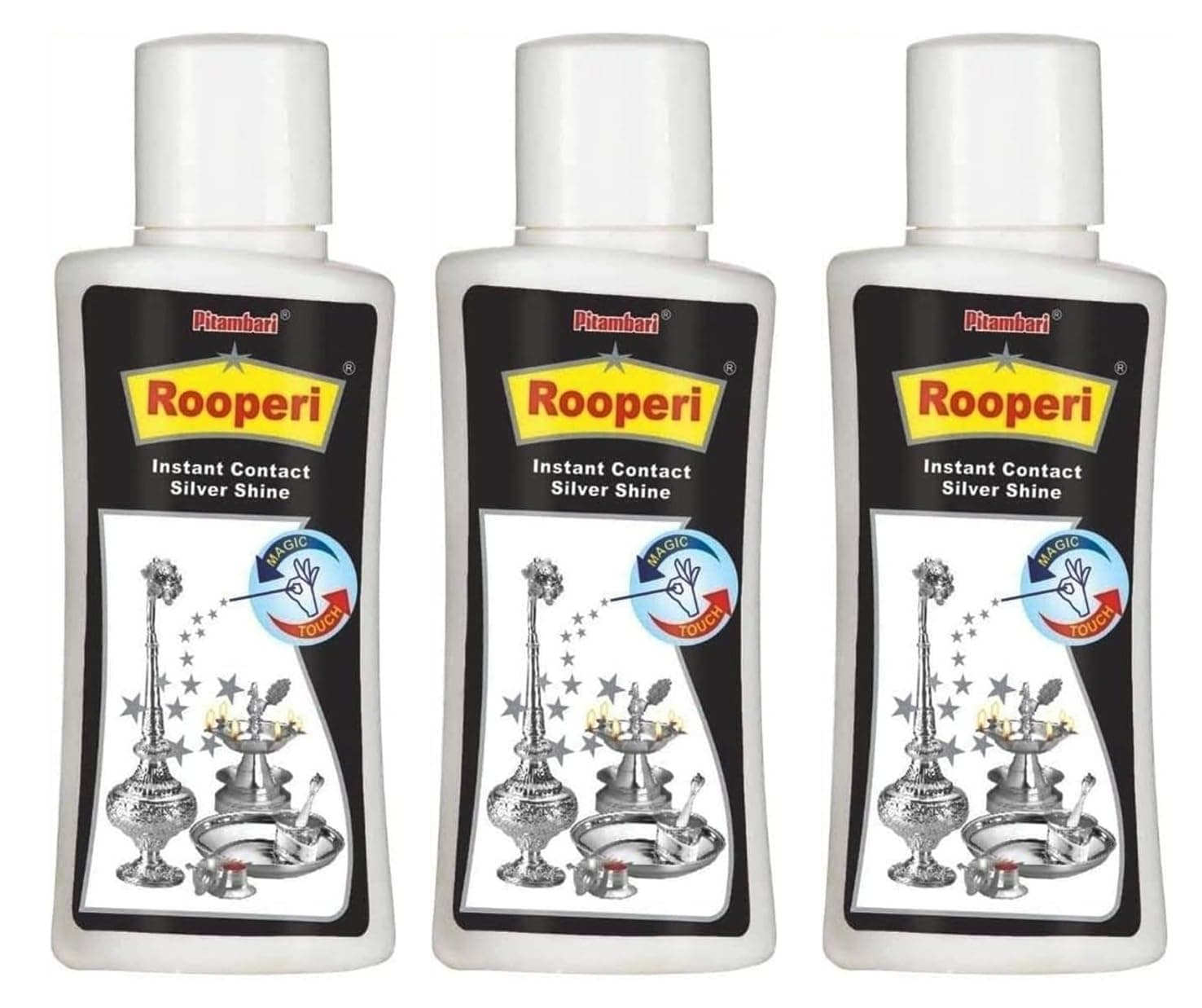 ARAI Pitambari Rooperi Instant Contact Silver Shine,Cleaner 50 ml (50 ML (Pack Of 3))