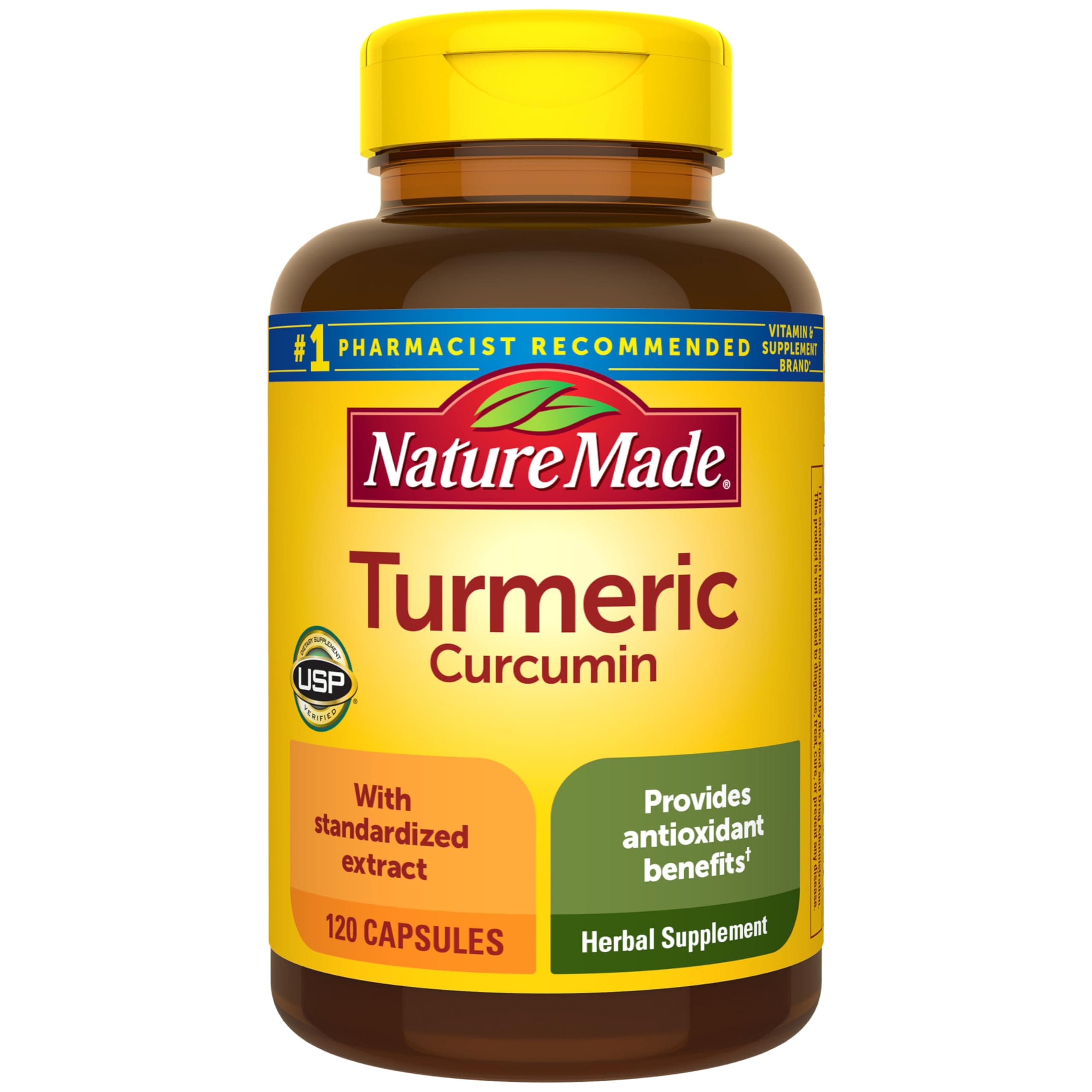 Turmeric Curcumin 500 mg, Herbal Supplement for Antioxidant Support, 120 Capsules, 120 Day Supply