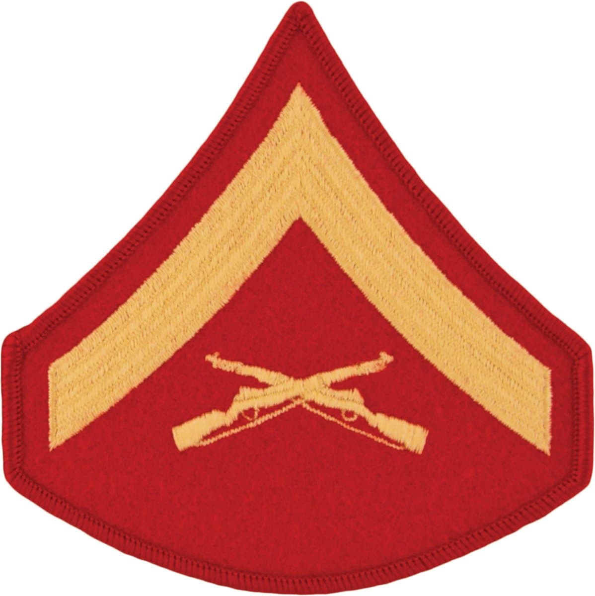 Marine Corps Chevron: Lance Corporal - gold embroidered on red, male