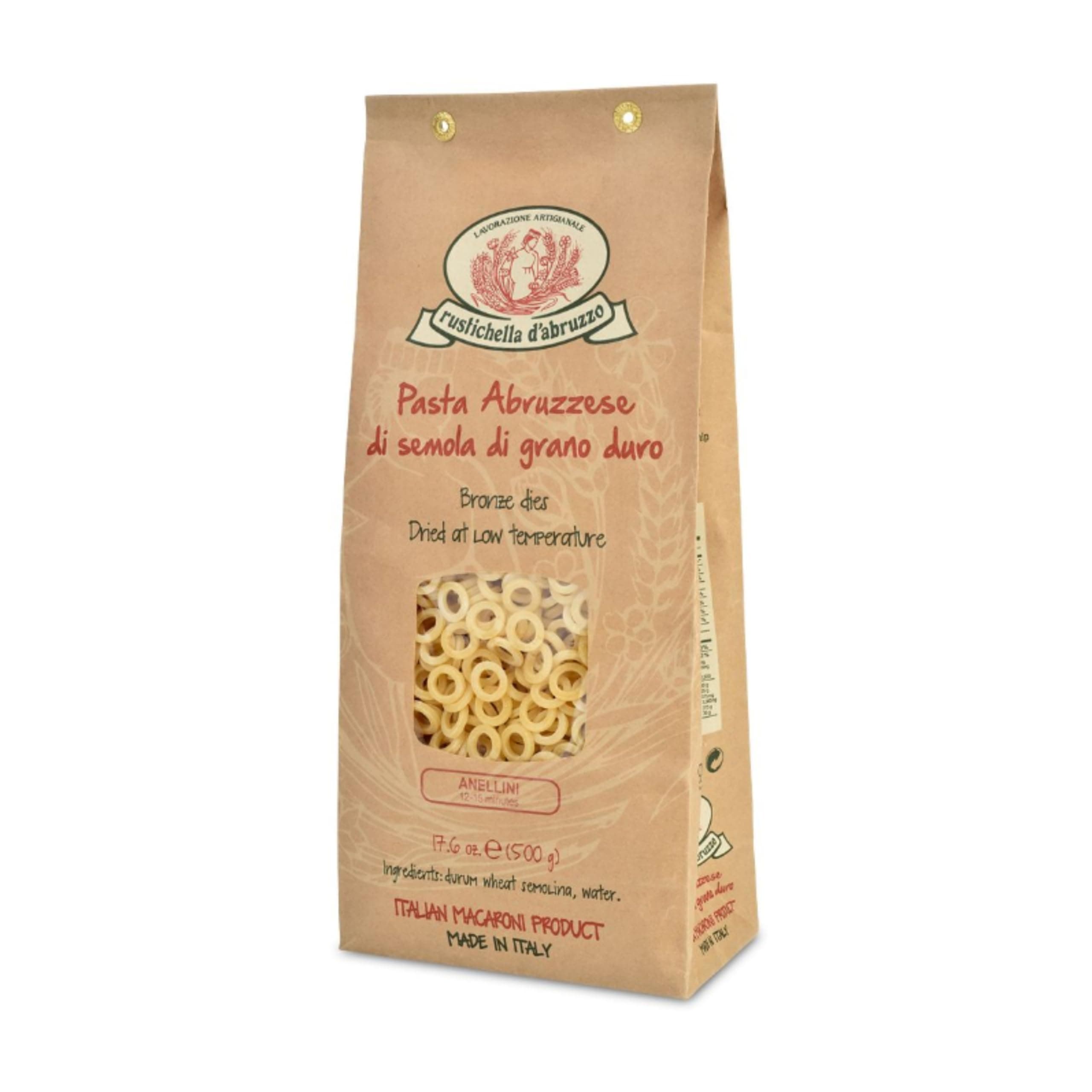 Rustichella d'Abruzzo Anellini - Classic Italian Small Pasta - Perfect for Soups - Artisan Crafted in Abruzzo