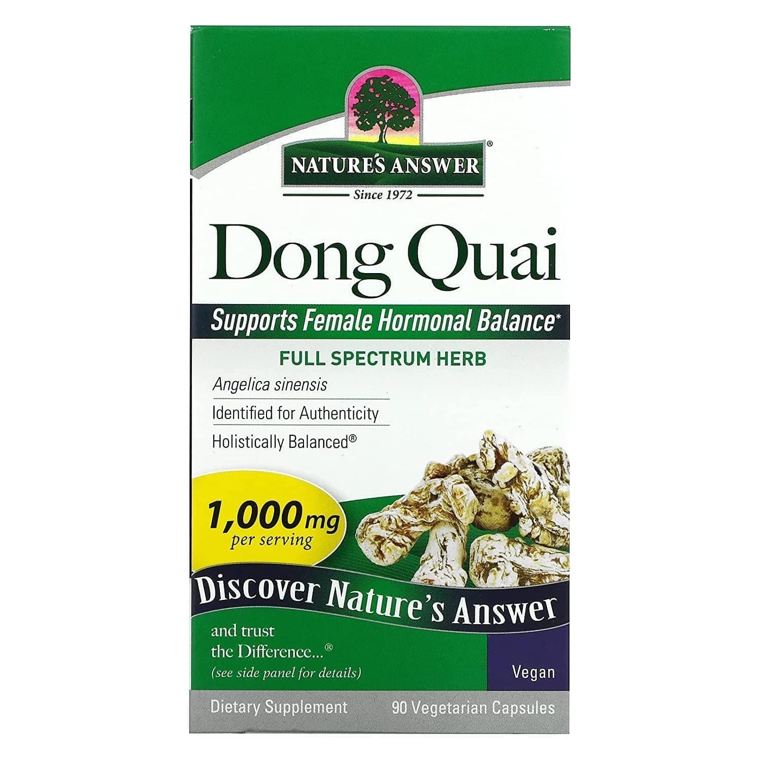 Dong Quai Root 1000mg | Dietary Supplement | Supports Female Hormone Balance | Non-GMO, Vegan, Kosher Certified & Gluten-Free | Vegetarian Capsules 90ct