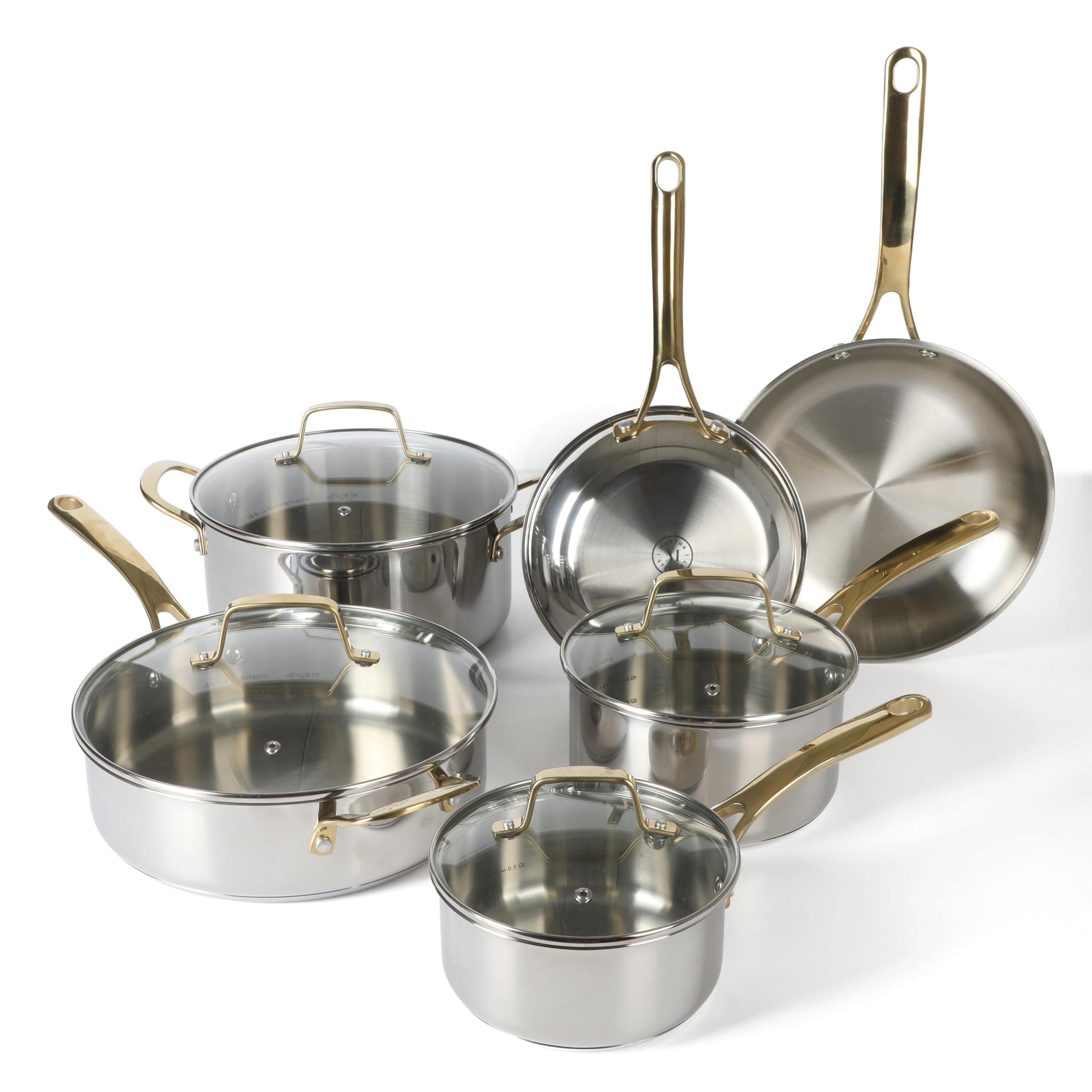 Martha Stewart Castelle 10 Piece 18/8 Durable Stainless Steel Induction Safe ...