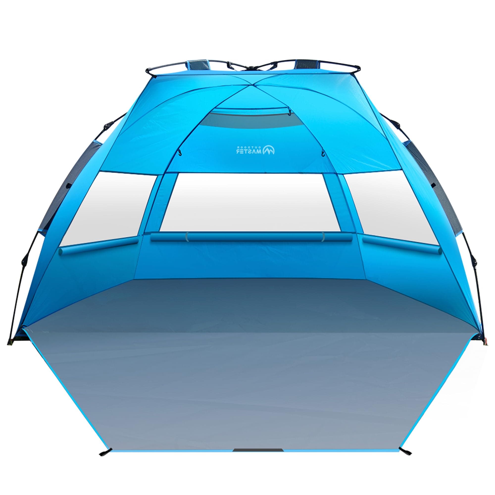 OutdoorMaster Pop Up 3-4 Person Beach Tent X-Large - Easy Setup, Portable Beach Shade Canopy Folding Sun Shelter with UPF 50+ UV Protection Removable Skylight Family Size