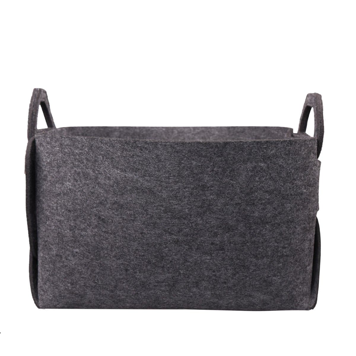 OIF Felt Storage Basket,Clothes Basket with Handles,Manual Organizer for Home/Office/Dormitory-Collapsible,Grey