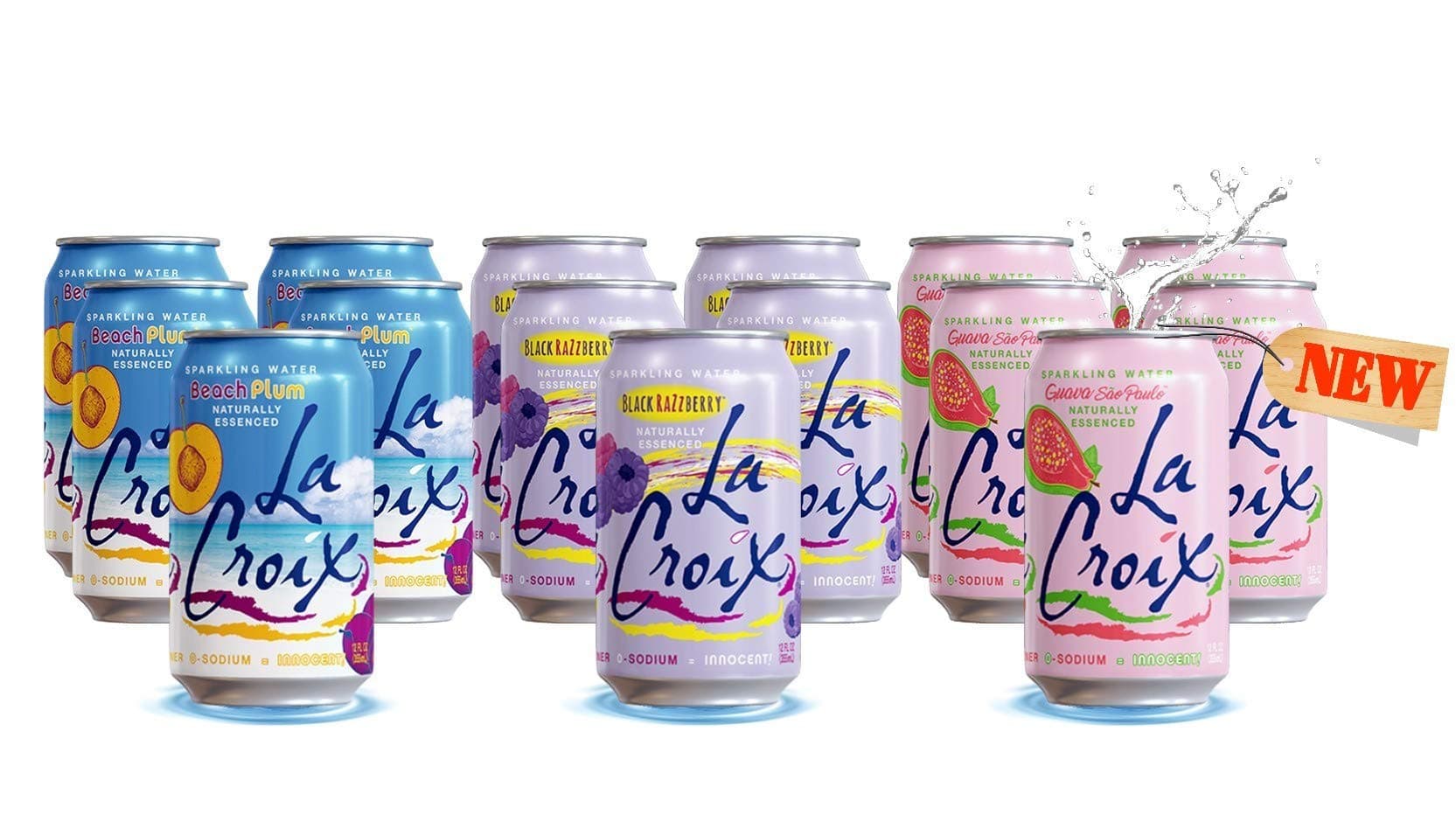 La Croix Sparkling Water - Variety Pack | 3 New Summer Flavors | Beach Plum, Black Raspberry, Guava Sao Paolo. Naturally Essenced Flavored Water, 12 Fl Oz (Pack of 15)
