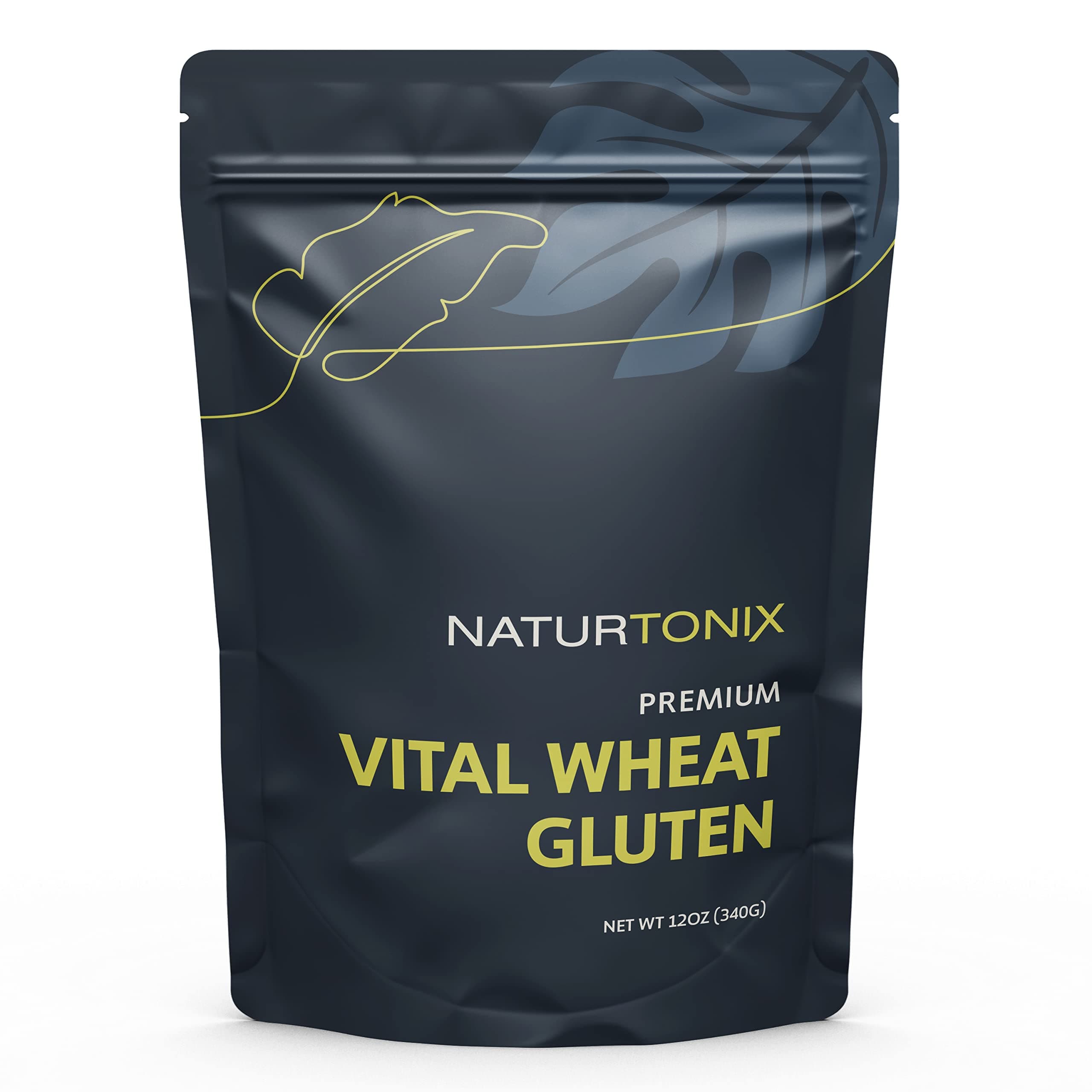 Naturtonix Premium Vital Wheat Gluten, 100% Pure Gluten, For Bread Making, Baking & Seitan, High Protein, Non-GMO, Vegan & Keto Friendly, Certified Kosher, 12 Ounce [Packaging May Vary]