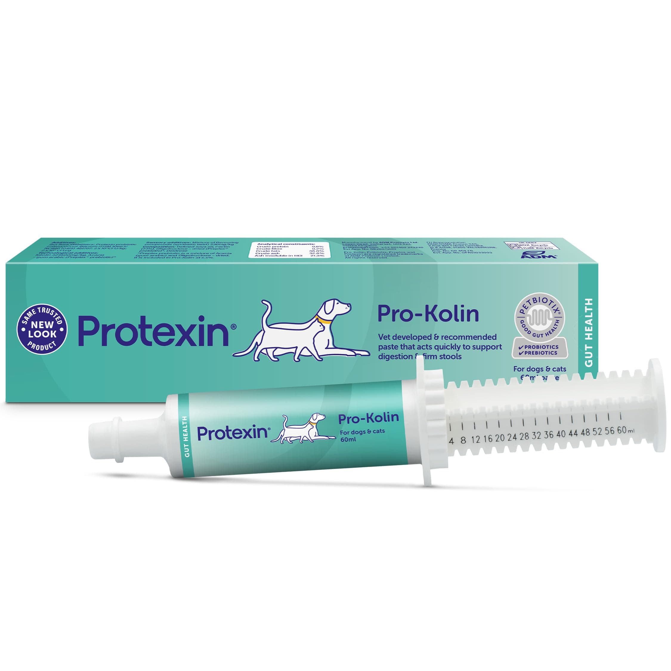 Pro-Kolin – Probiotic & Prebiotic Digestive Support Paste for Dogs & Cats – Fast-Acting Gut Soothing Formula with Kaolin & Fibre – Helps Firm Stools – Vet Recommended – 60ml Syringe