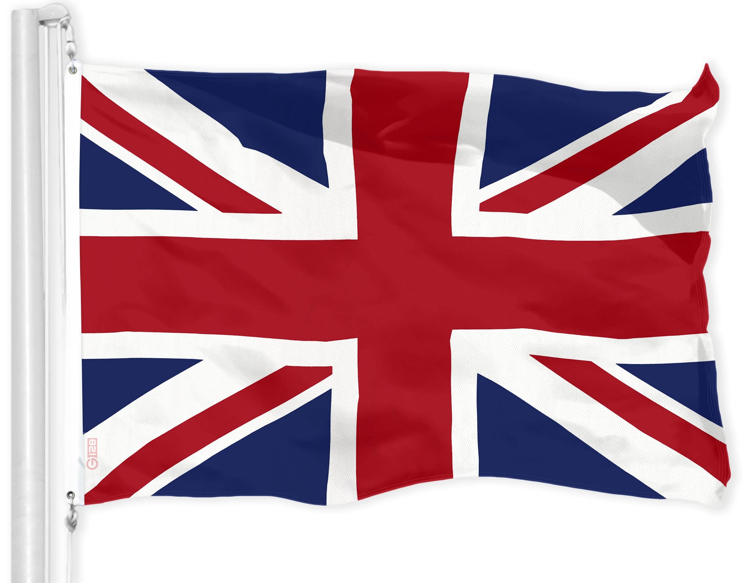 G128 UK United Kingdom Flag | 3x5 Ft | LiteWeave Pro Series Printed 150D Polyester | Country Flag, Indoor/Outdoor, Vibrant Colors, Brass Grommets, Thicker and More Durable Than 100D 75D Polyester