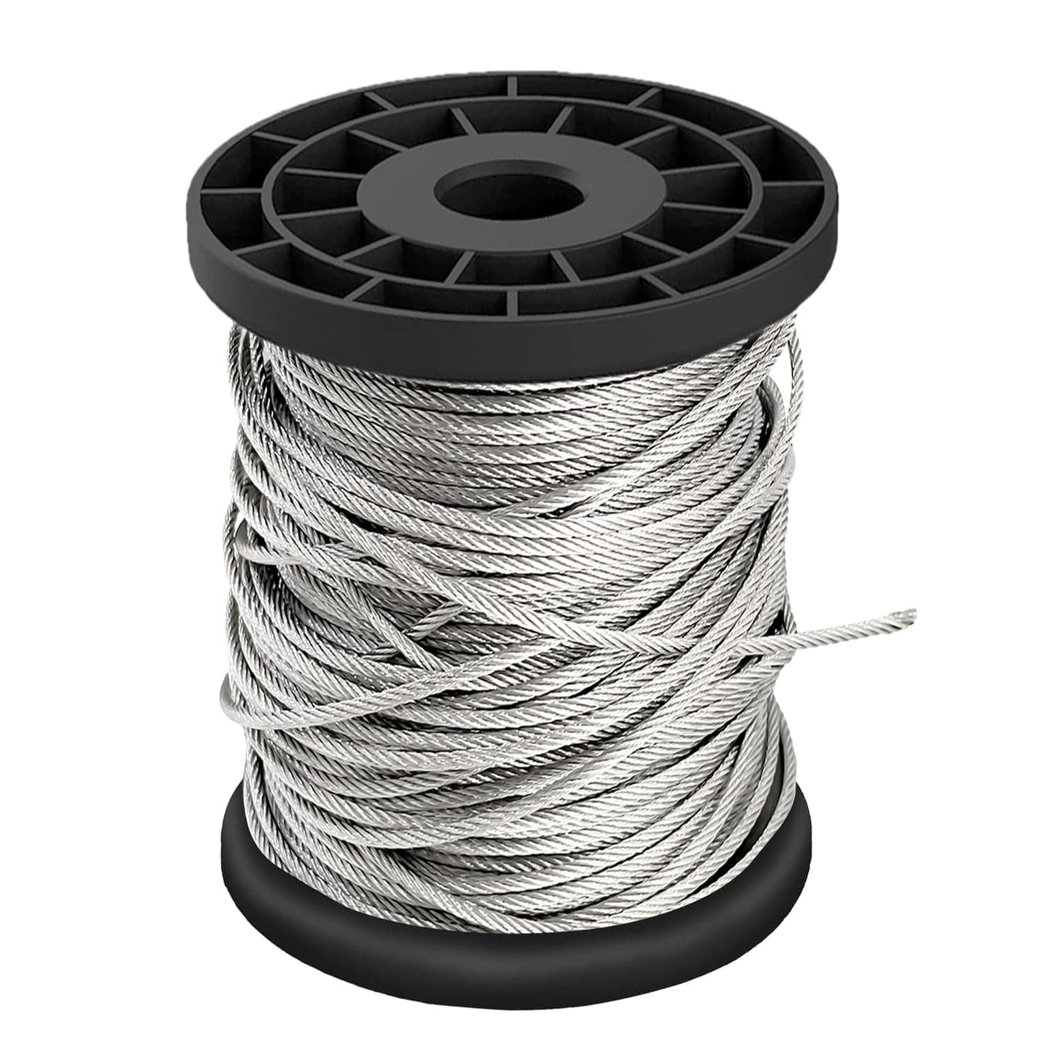 Sutekus 1/16 Wire Rope Aircraft Cable 304 Stainless Steel Cable 7x7 Strand Core Steel Wire for Hanging Garden Yard String Lights Picture Clothesline (100FT, 1)