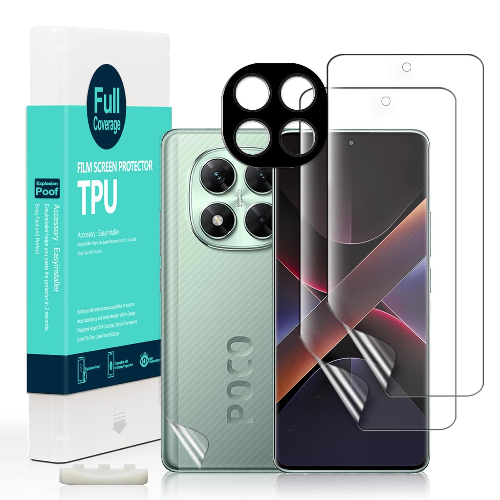 2 Pcs Screen Protector For Xiaomi Poco X7 5G 6.67",Flexible TPU Film,With 1Pc Camera Lens Protector,1Pc Back Film[Easy to install]