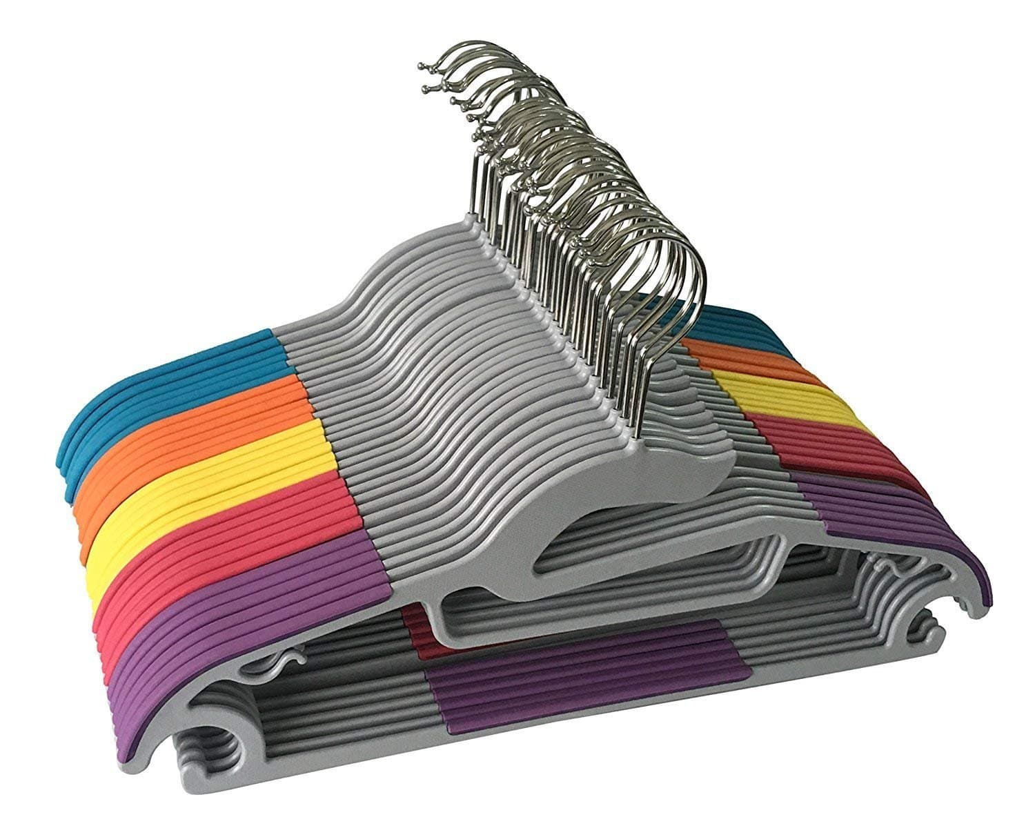 P3500M 30 Pack Light-Weight Non-Slip Durable Clothes Plastic Hangers Perfect for Pants, Dress, Jacket, Underwear and Shirt, 5 Mixed 01, 5 Mixed Color 01