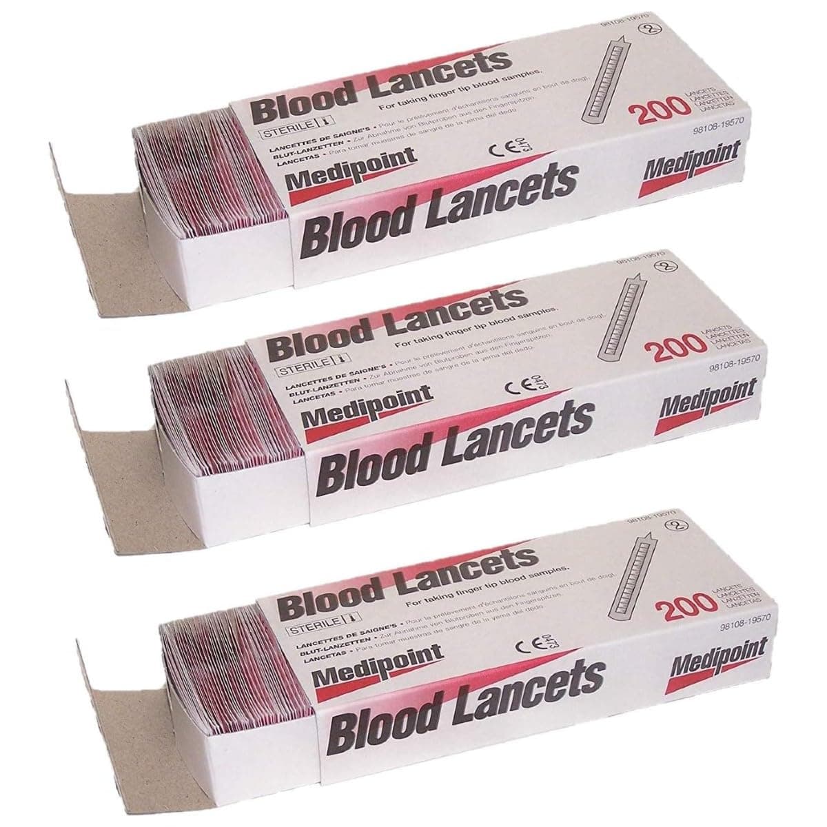 MEDIPOINT Stainless Steel Lancets – 200 Count (Pack of 3) | Sterile, Disposable, Individually Wrapped | Ultra-Keen Needle Point for Fingertip Blood Sampling and Precision Skin Care | Made in USA