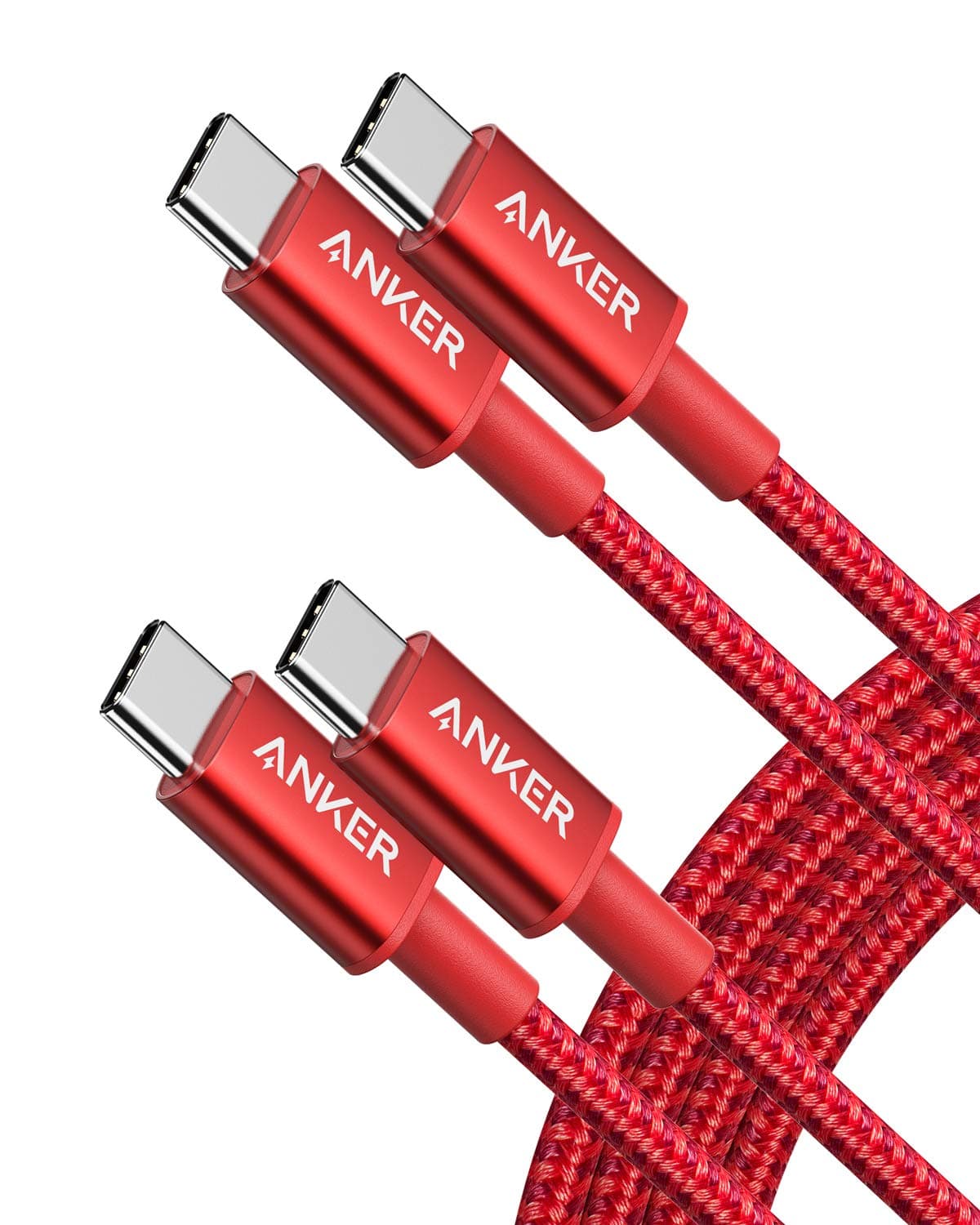 Anker USB C to USB C Cable, Type-C 60W Fast Charging Cable (6 FT, 2Pack) for iPhone 17 Series, iPad mini 6 and More (Red)