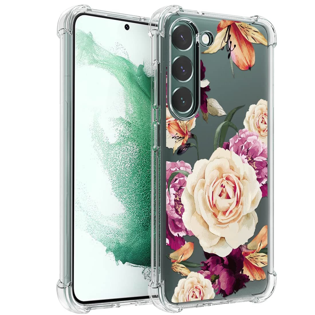 Osophter for Samsung Galaxy S23 Plus Case,Samsung S23 Plus Case Flower Floral for Girls Women Shock-Absorption Flexible TPU Rubber Phone Cover for Samsung Galaxy S23 Plus(Purple Flower)