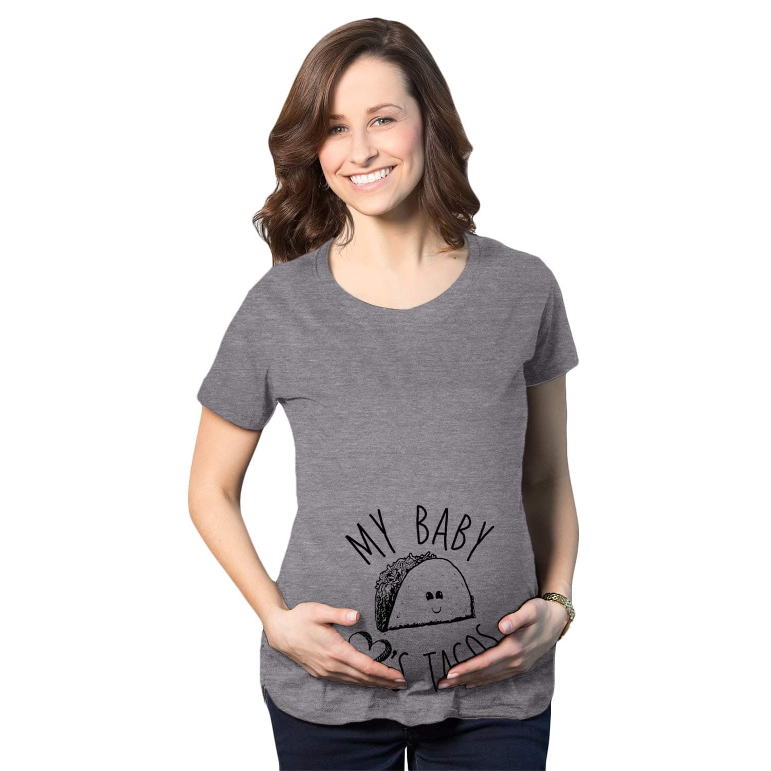 Maternity My Baby Loves Tacos Funny T Shirt Cute Announcement Pregnancy Bump Tee