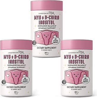Legendairy Milk Myo Inositol and D Chiro Inositol Supplement for Women, 40:1 Ratio, PCOS Fertility Support, Hormone Balance, Sugar Free Vegan Chewable Tablets, Cherry Flavor, 90 Day Supply, Pack of 3