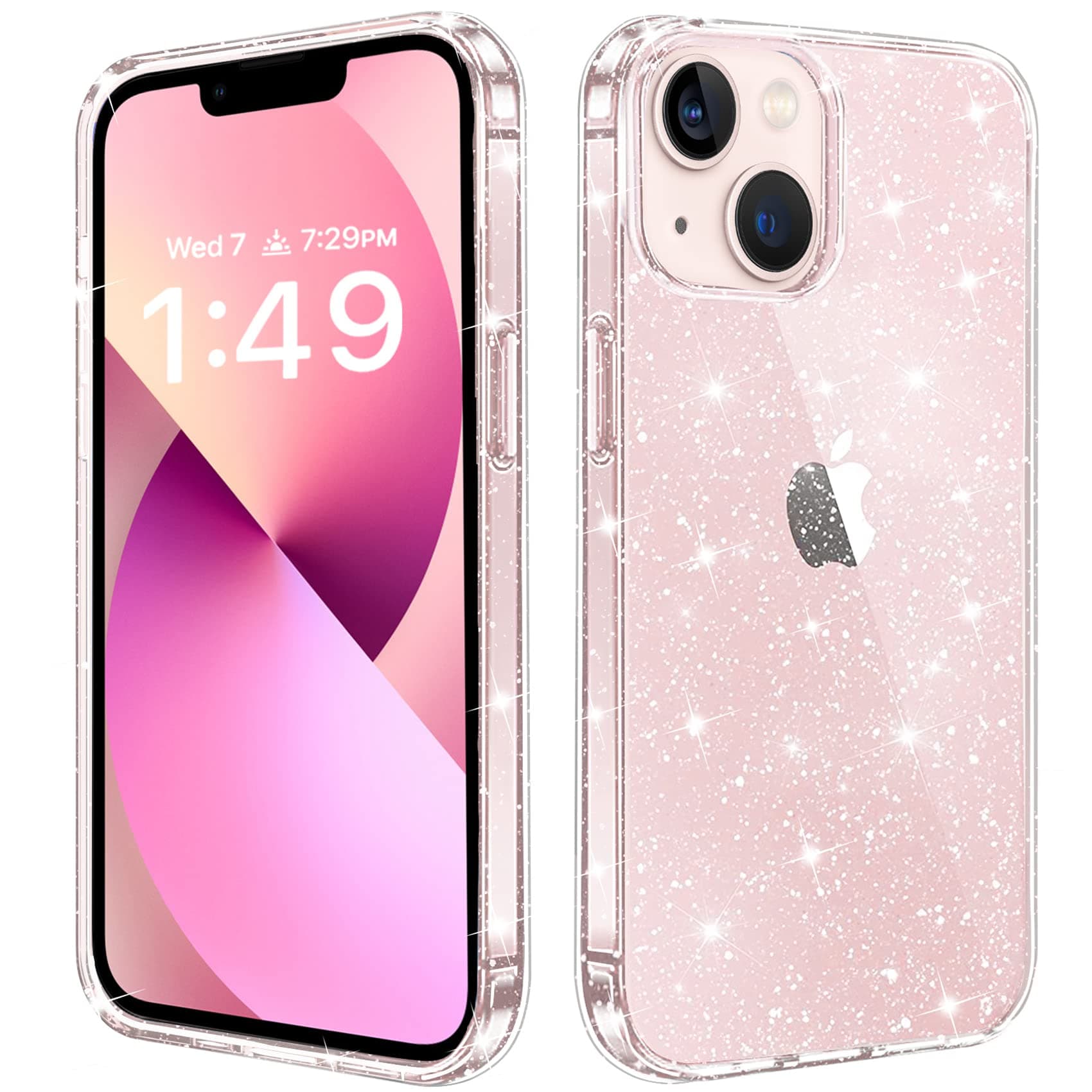 Compatible with iPhone 13 Case, Clear Glitter Soft TPU Shockproof Protective Bumper Cover, Sparkle Bling Sparkly Cute Slim Women Girls Phone Case for iPhone 13, 6.1inch